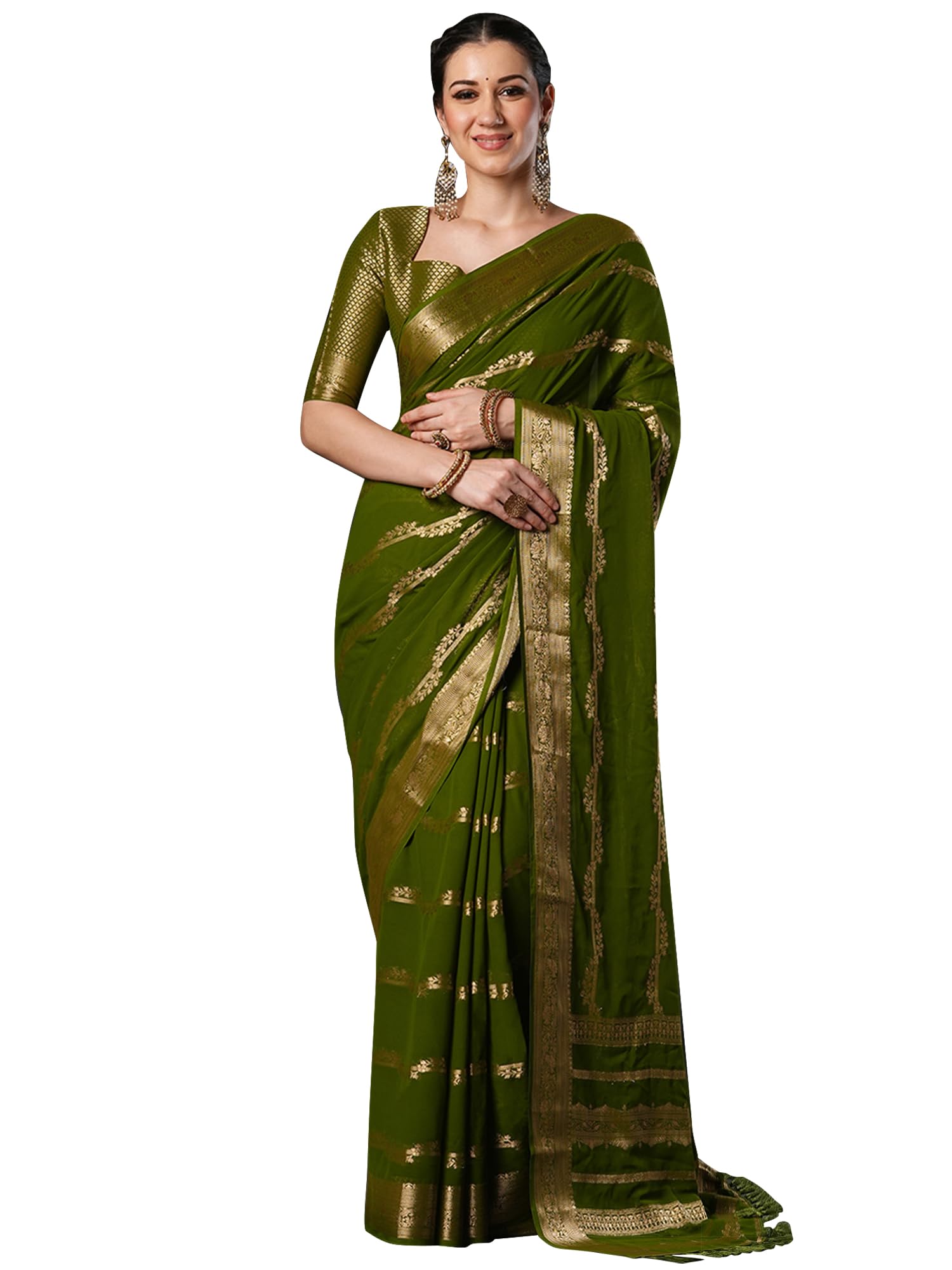akhilam Women's Pure Georgette Ethnic Motif Printed Saree With Unstitched Blouse Piece (KUSUM4001_NSM_Parent)-picture-26