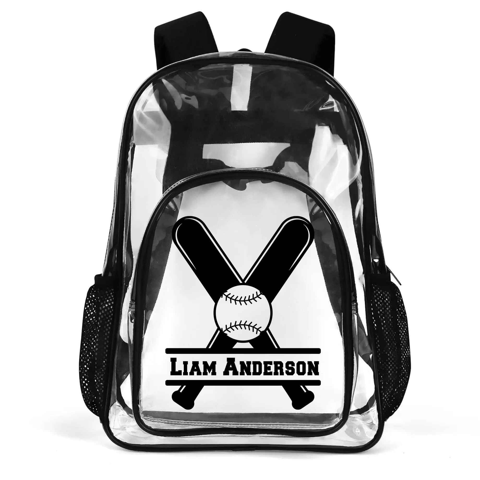 Personalized Clear Backpack for Boys Girls,Custom Clear Backpacks with Name,Transparent Backpack See Through Book Bag,Waterproof PVC Clear Book Bag
