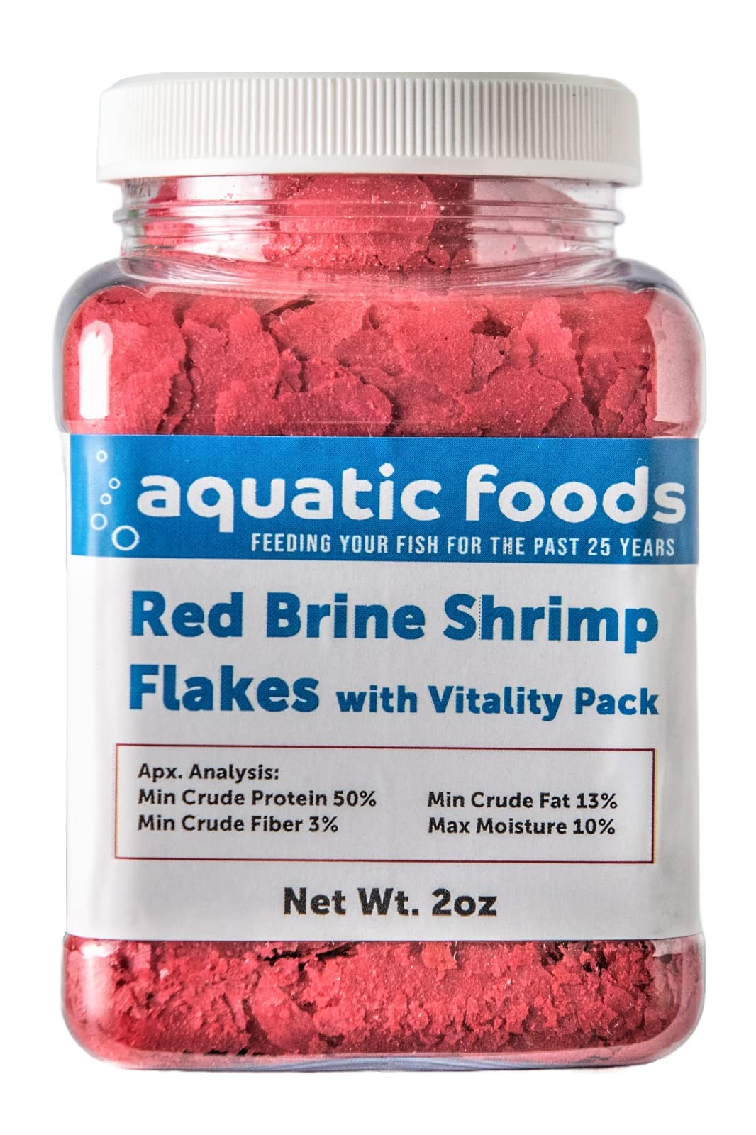 Aquatic Foods Inc. Red Brine Shrimp Color Enhancing Flakes with Vitamin Vitality Pack, Premium Zeigler Flakes…2oz Small Jar