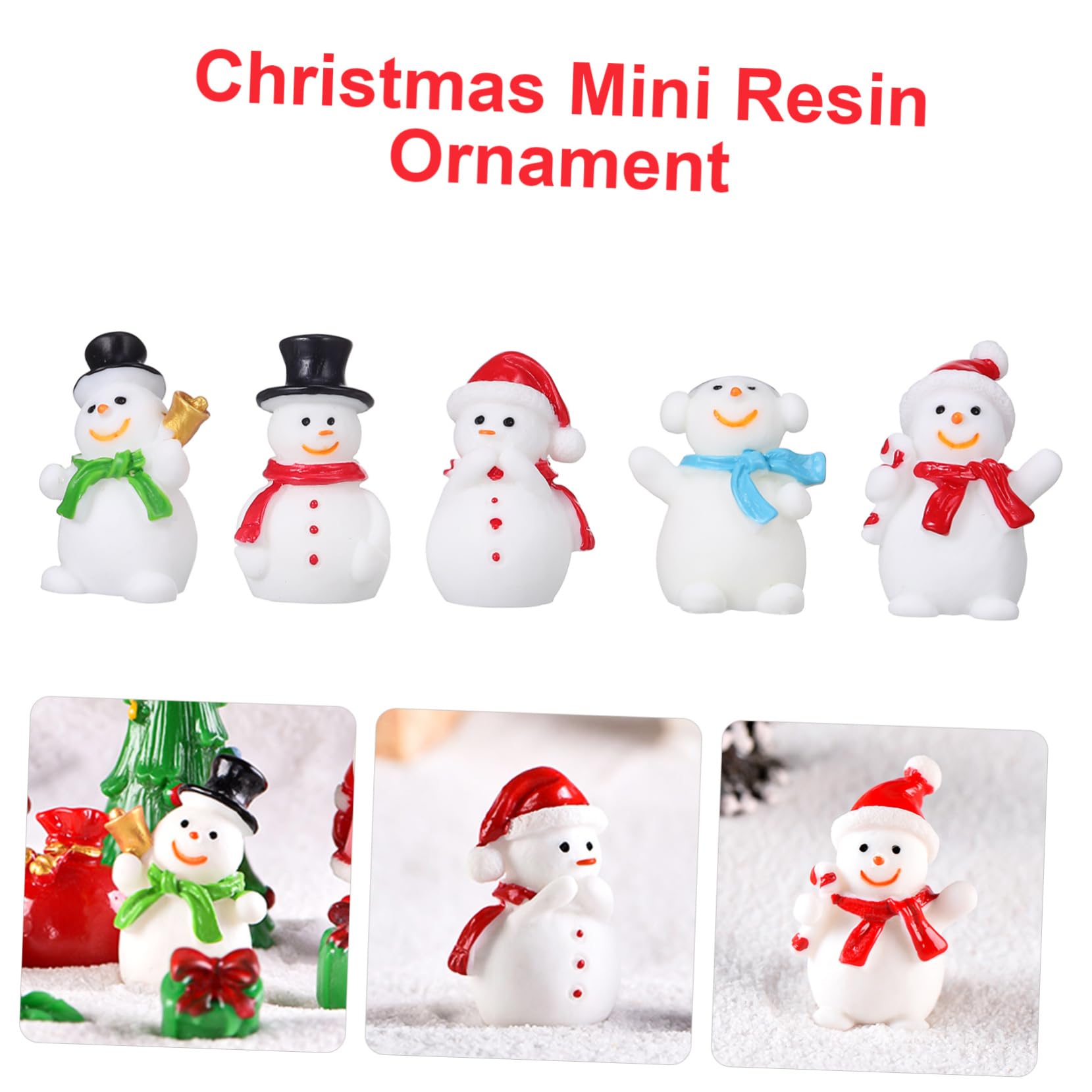 Toddmomy 50 Uds Mini Figuritas De Muñeco De Nieve Muñeco De Nieve En Miniatura De Navidad Muñeco De Nieve De Resina con Sombrero para Manualidades Fiesta De Navidad DIY