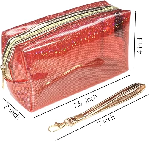 Miniatura 5 de YunZh 3 bolsas de cosméticos impermeables, bolsa de aseo con cremallera transparente de PVC, bolsa de aseo portátil transparente, juego de bolsa de