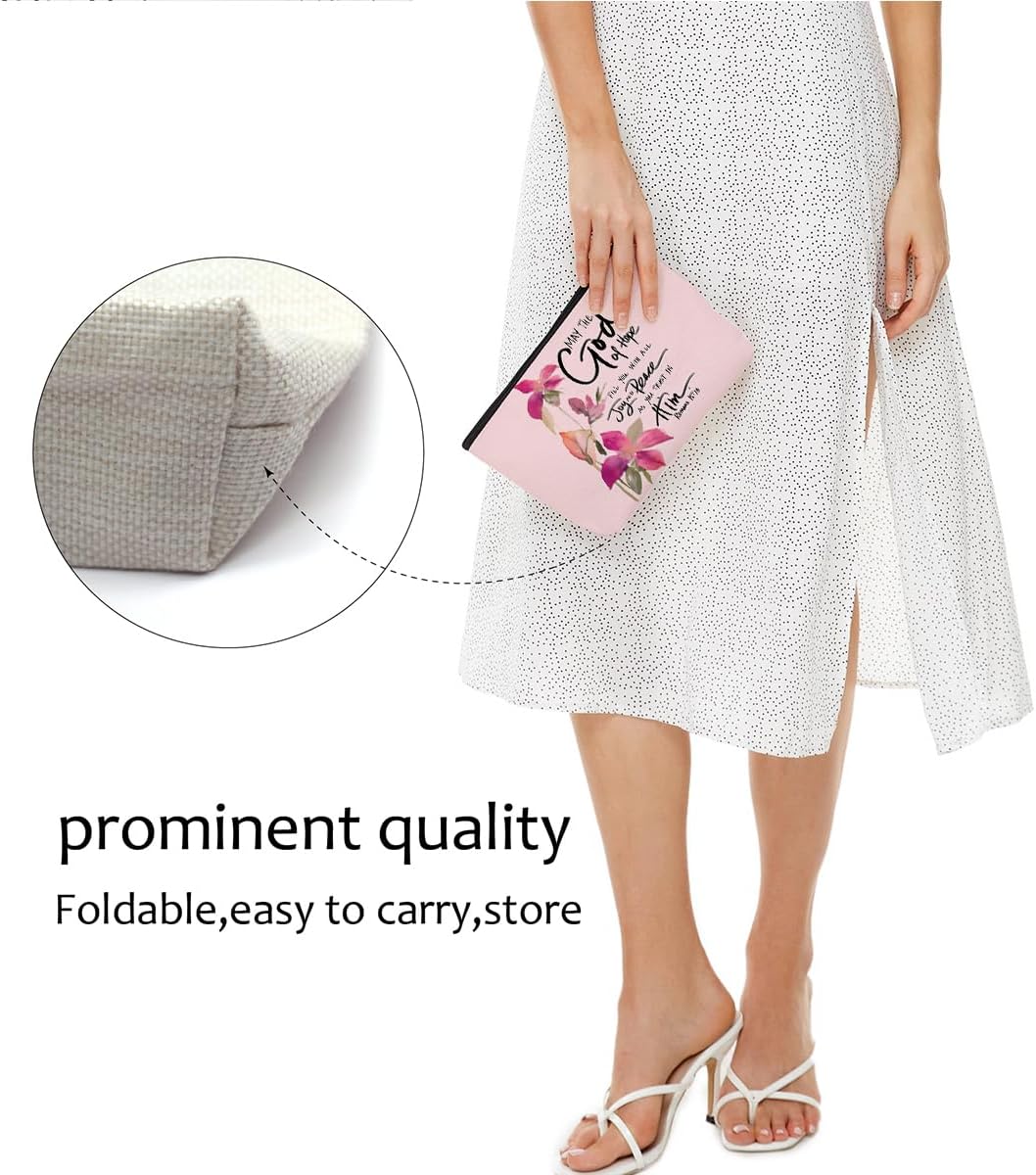 Bible Verse Makeup Bag for Women, Watercolor Flower Portable Travel Organizer Toiletry Cosmetic Bag with Zipper, Roomy Makeup Bags Skincare Pouches Travel Accessories, Christian Gifts - Image 7