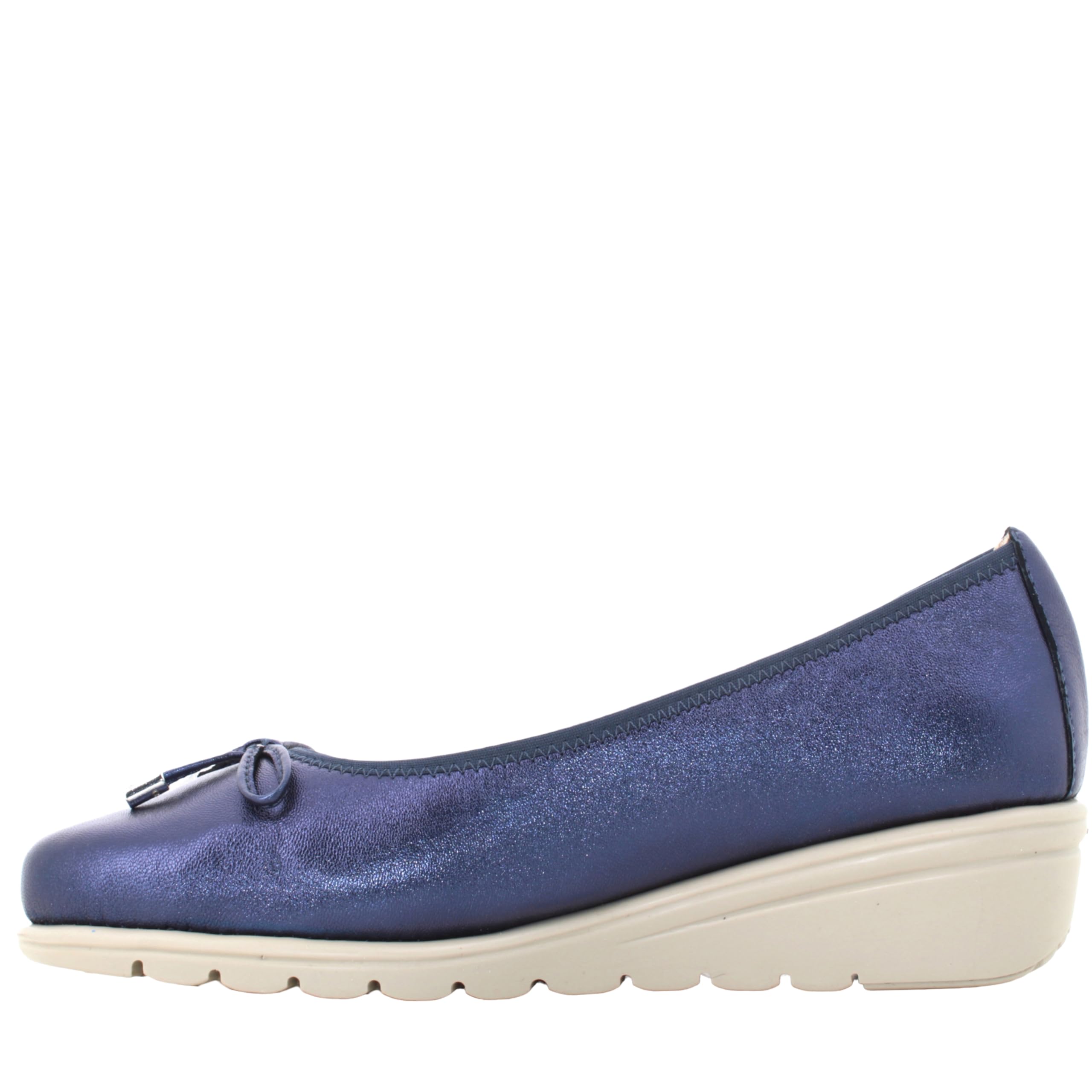 Valleverde VS10330 Nappa Platino Ballerine con Zeppa per Donna in Pelle