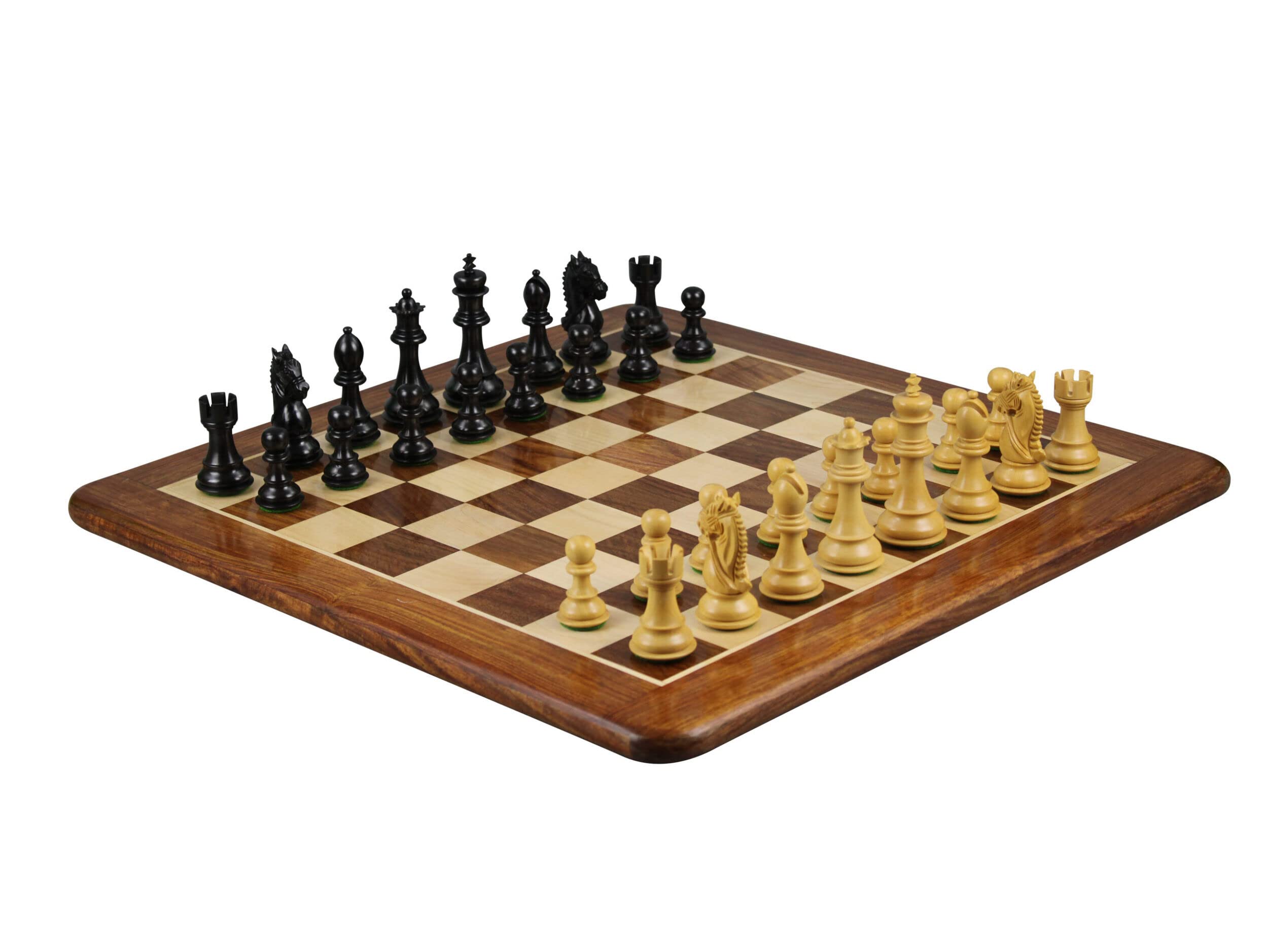 Set di scacchi in legno intagliato a mano Sheesham Flat Board 20 pollici con Ebano King Bridal Staunton Scacchi Pezzi 9,5 pollici