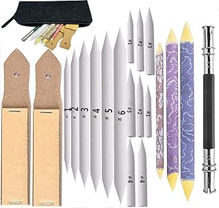 17 Pcs Blending Stumps and Tortillions Set 2 Pcs Sandpaper Pencil Sharpener and 1 Pencil Extension Tool Art Blenders Drawing Tools for Student Sketch Drawing