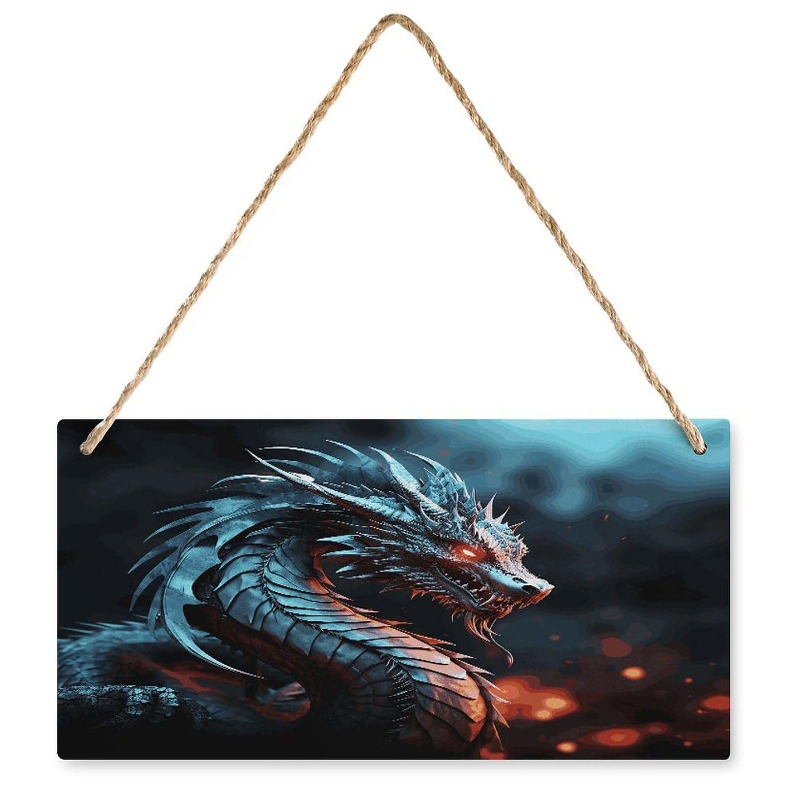 Fodpand Style Dragon Wall Art Wooden Hanging Sign Decor, Artwork For Wall Decoration, Funny Plaque For Bedroom Kitchen Living Room Home Decoration 9.8 X 4.9 Inch