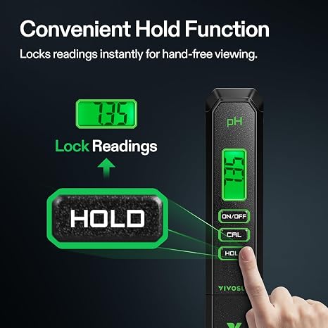 VIVOSUN Digital pH Meter, 0-14 Range with 0.01pH High Accuracy Pen Type pH Tester for Hydroponics, Household Drinking, Pool and Aquarium, Black, UL Certified