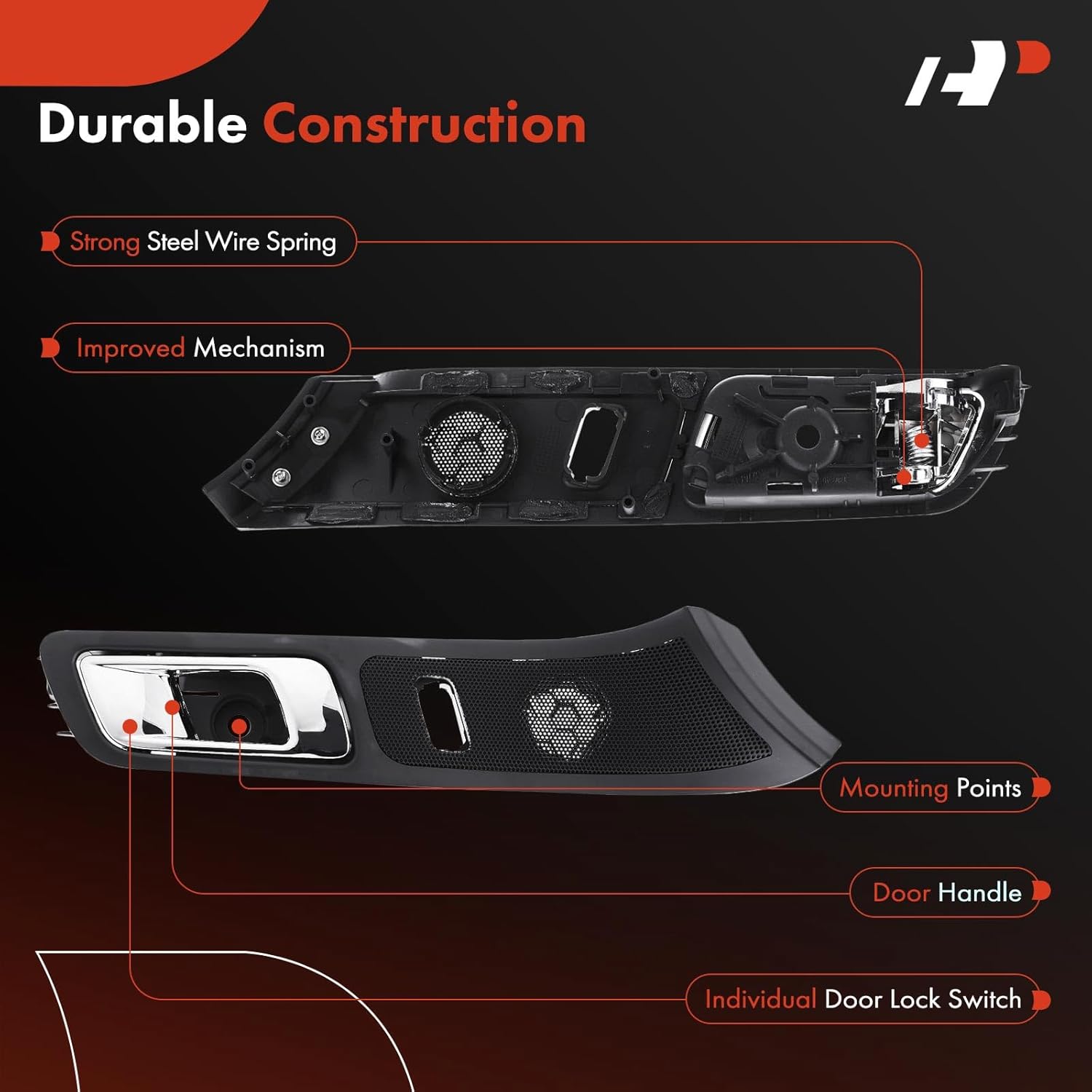 A-Premium Front Right Passenger Side Interior Door Handle Compatible with Ford Explorer 2011-2015, Police Interceptor Utility 2013-2015, Black Bezel with Chrome Lever, Replace# EB5Z7822600AB