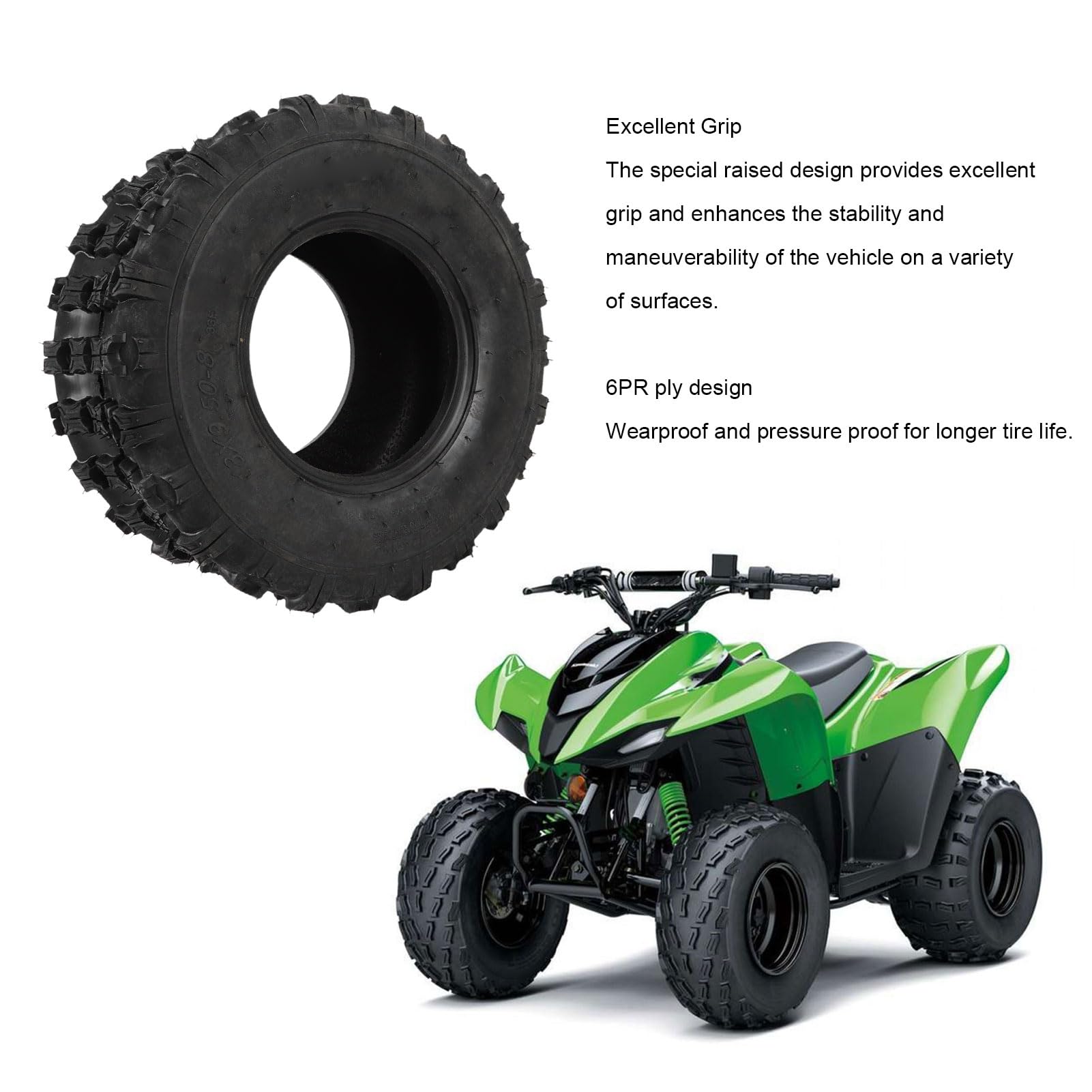 18x8.50 8 Tire de Pneu de Tondeuse à Gazon Pneu de Jardin 6pr Puncture Proofyless ATV UTV avec un Modèle de Bande de Roulement Supérieur pour la stabilité de les Terrains
