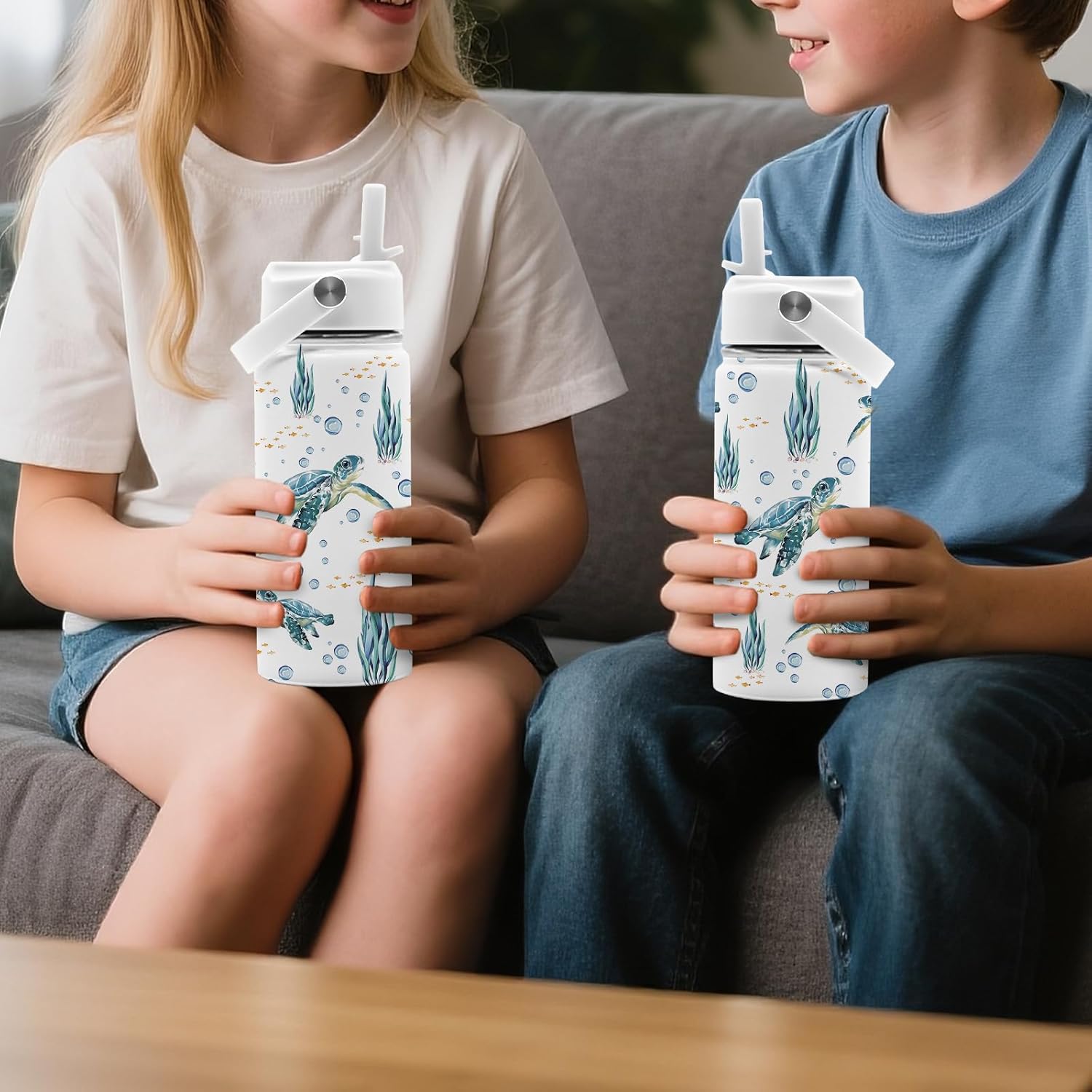 Turtle Gifts for Turtle Lovers, 16 oz Water Bottle with Straw Lid, Stainless Steel Insulated Sea Turtles Tumbler, Ocean Turtles Water Bottle for Turtle Lovers (1pcs) - Image 7