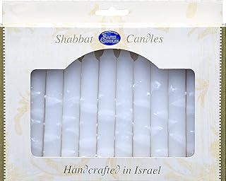 Handcrafted "White Lace" Jewish Shabbat Candles (Box of 12)