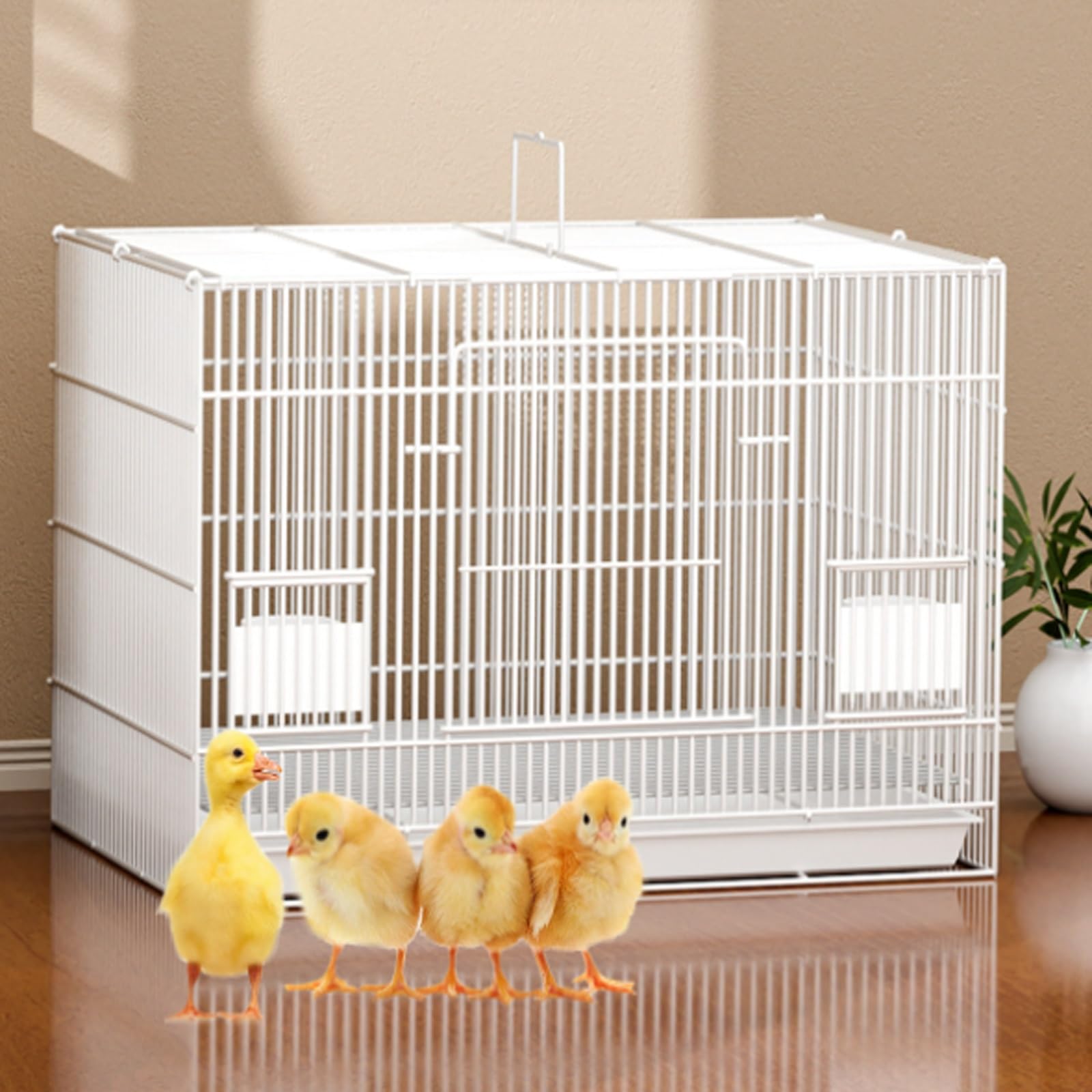 Gallineros De Interior Grande, Jaula Para Pollos Plegable De Metal Cifrado Con Bandeja Extraíble，jaula De Aves De Corral Al Aire Libre/patio, Gran Capacidad Y Gran Capacidad De Carga(White,40*30*33cm)