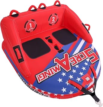 ZOOMBROS Towable Tubes for Boating 2-3 Person, Front/Back Tow Points Sofa Style Boat Tubes and Towables, Holds 340-510 lbs Large Capacity, Premium Nylon Cover, Perfect for Kids & Adults
