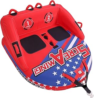 ZOOMBROS Towable Tubes for Boating 2-3Person, Front/Back Tow Points Sofa Style Boat Tubes and Towables, Holds 340-510 lbs Large Capacity, Premium Nylon Cover, Perfect for Kids & Adults