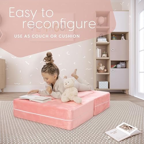 Miniatura 4 de Milliard Sofá infantil modular para niños pequeños y bebés, muebles de sala de juegosdormitorio con almohada adicional (rosa, pequeño)
