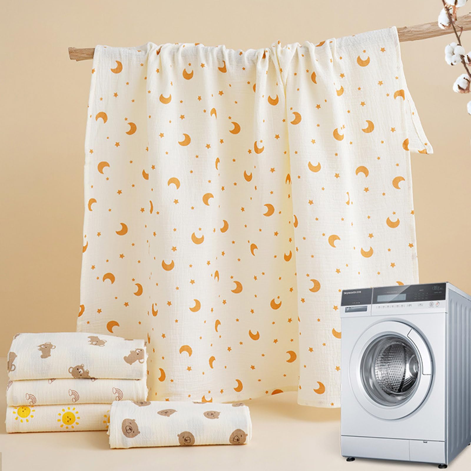 Langes Bébé 100x100 cm Lot de 4 Mousseline de Coton,Absorbant Respirant, Ultra Doux, Épais et Super Absorbant pour Nouveauné Peau Sensible pour Unisexe Bébé