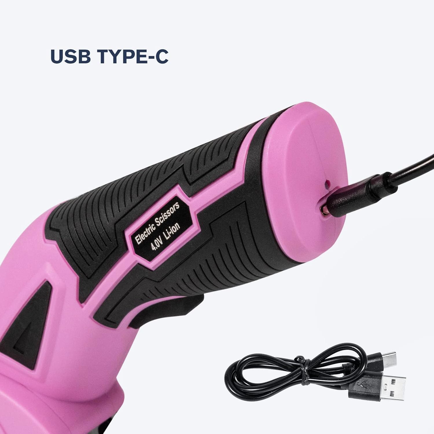 Four-step diagram illustrating how to replace the blade on the VLOXO electric scissors.