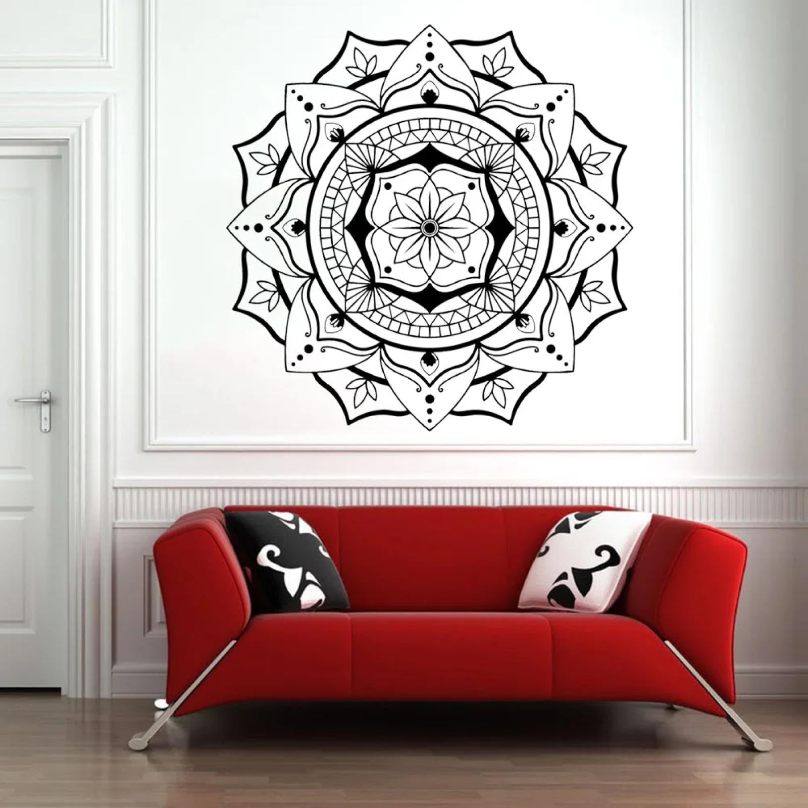 WEIMEIJIE Mandala wall Stickers, Living Room wall Stickers, Symbol wall Stickers, Lotus Decorations, Bedroom Yoga Room wall Art Stickers
