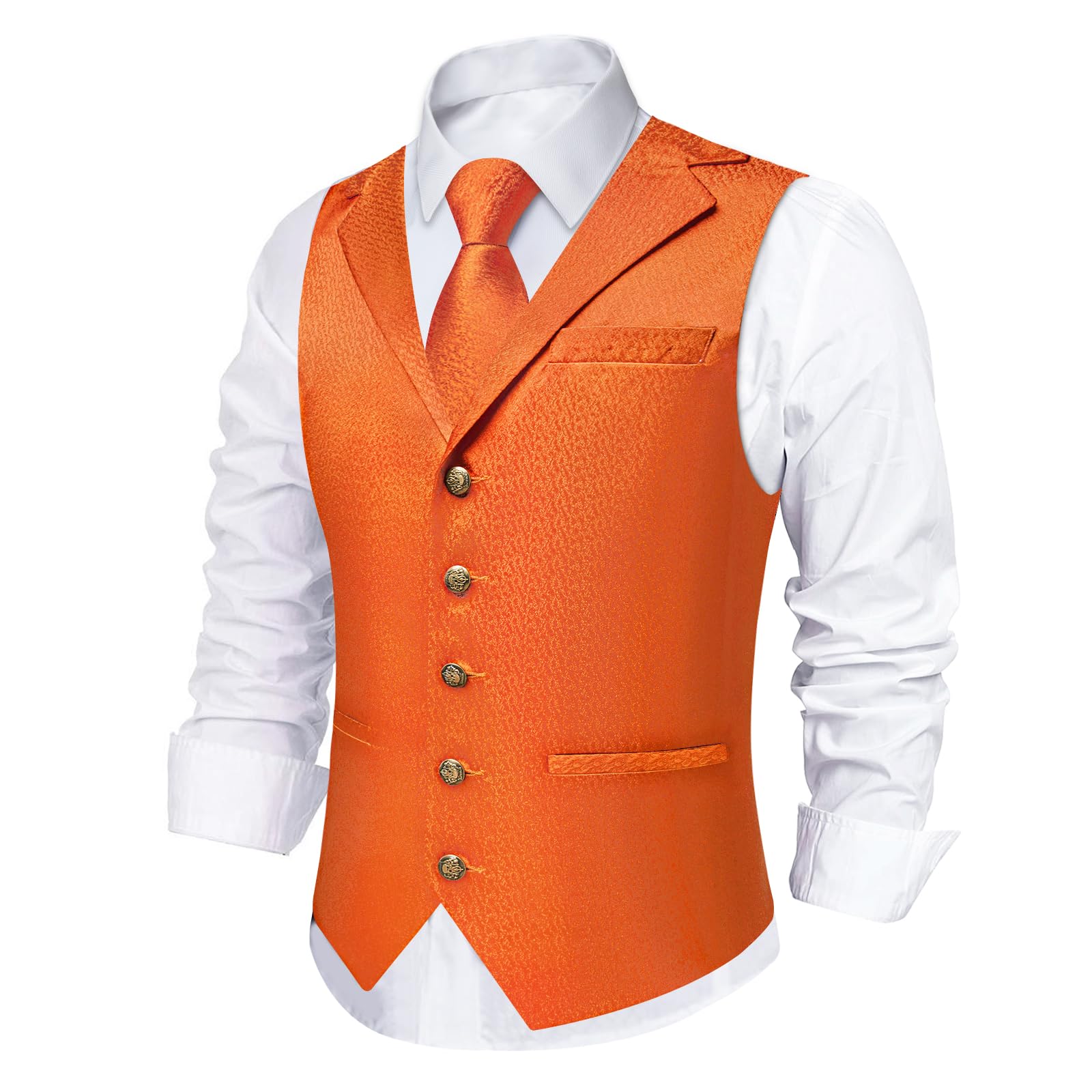 YourTies Set di cravatte da uomo con colletto a scialle, in seta, formale, gilet, fazzoletto, gemelli, spilla da bavero, per feste e matrimoni