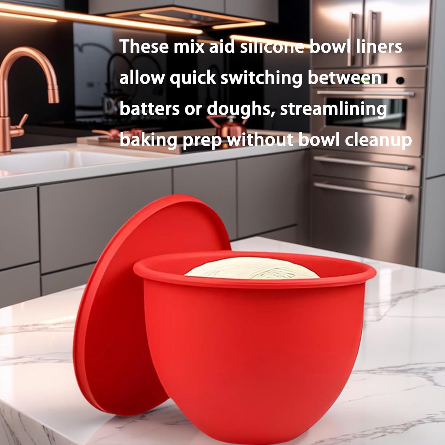 Silicone Stand Mixer Bowl Liners for KitchenAid Tilt-Head 5 Qt Mixers, Mixer Attachments and Accessories for Baking and Cooking Silicone Liners for Kitchen Tilt-Head 5 Qt Mixers (2pcs)