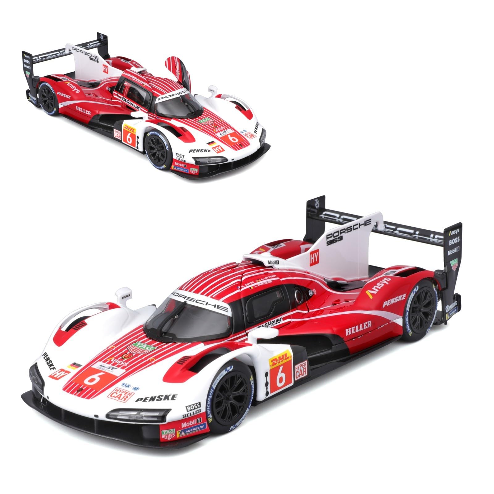 Bburago New 2024 1/24 963#6 Racing Alloy Champion Car LeMansRally Adult Luxury Sports Diecast Model Luxury Sports Car Replica