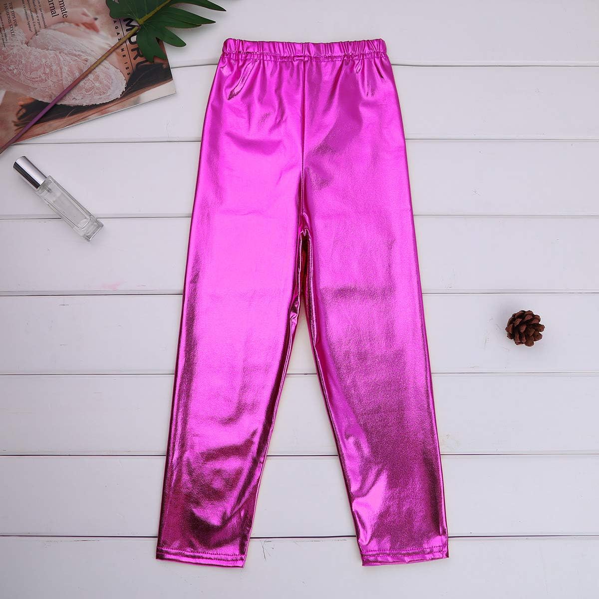 Freebily Kid Girl Ladies Disco Metallic Shiny Dance Stretch Legging Tights Foil School Footless Jazz Performance Costume
