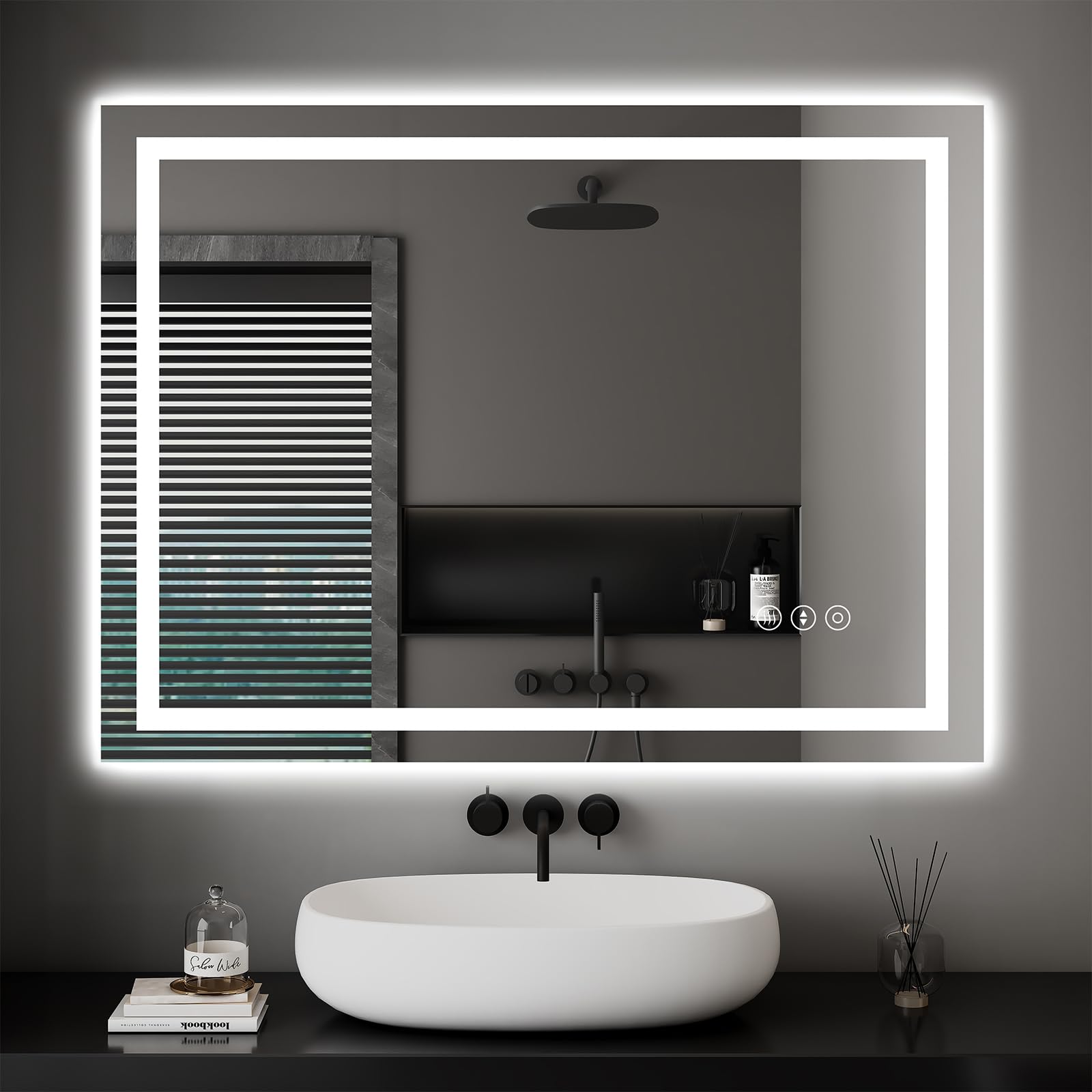 Dripex LED Badspiegel 60 x 80 cm, 3 Lichtfarben, Antibeschlag fürs Bad
