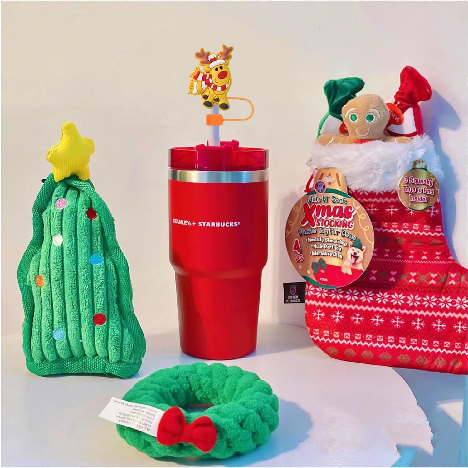 6Pcs Christmas Straw Covers Cap for Stanley Cup, 10mm Reusable Christmas Straw Toppers Cute Snowflakes Elk Santa Claus Xmas Design Silicone Straw Tips Lids for 40oz/30oz Tumbler Stanley Accessories