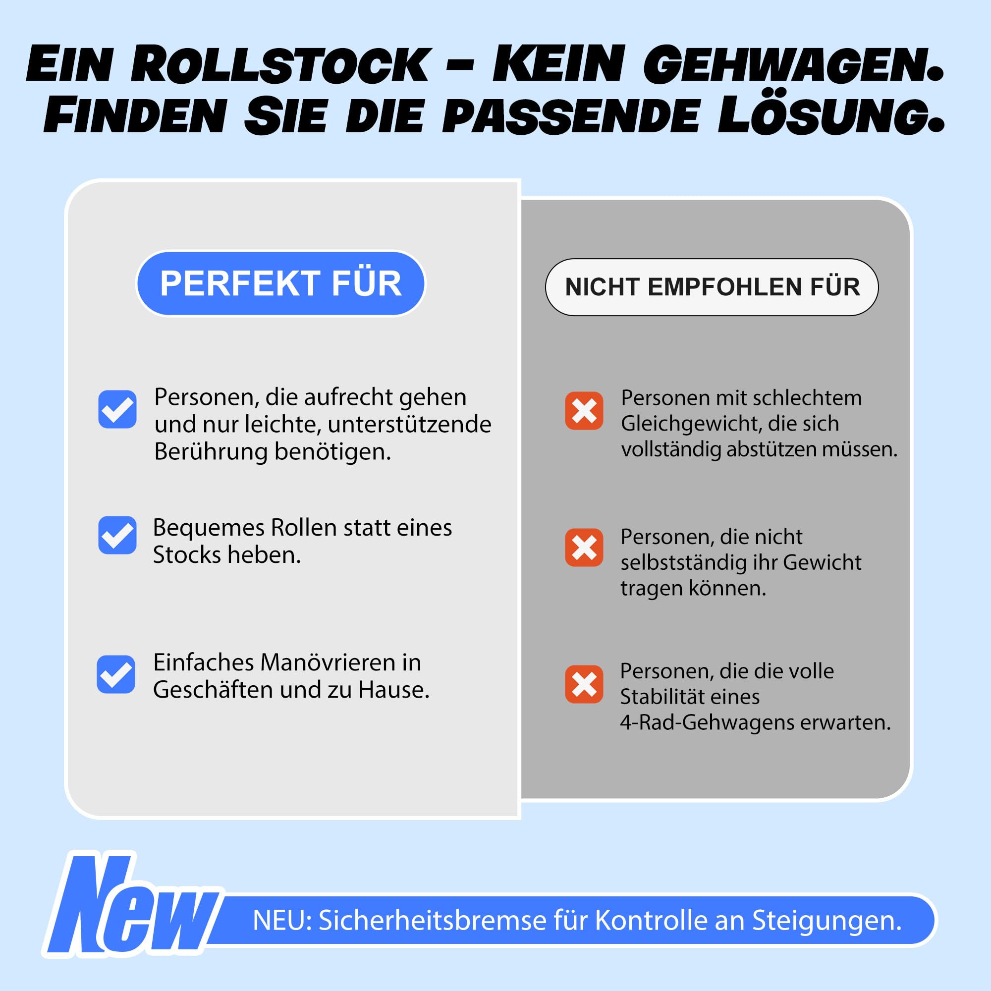 faltbarer Rollator mit 3 Rädern und Handbremsen ist leicht | Stabile Dreieckskonstruktion, höhenverstellbar, einfache Montage & Faltung, für Innen & Außen, Alu, 6-Zoll-Räder.