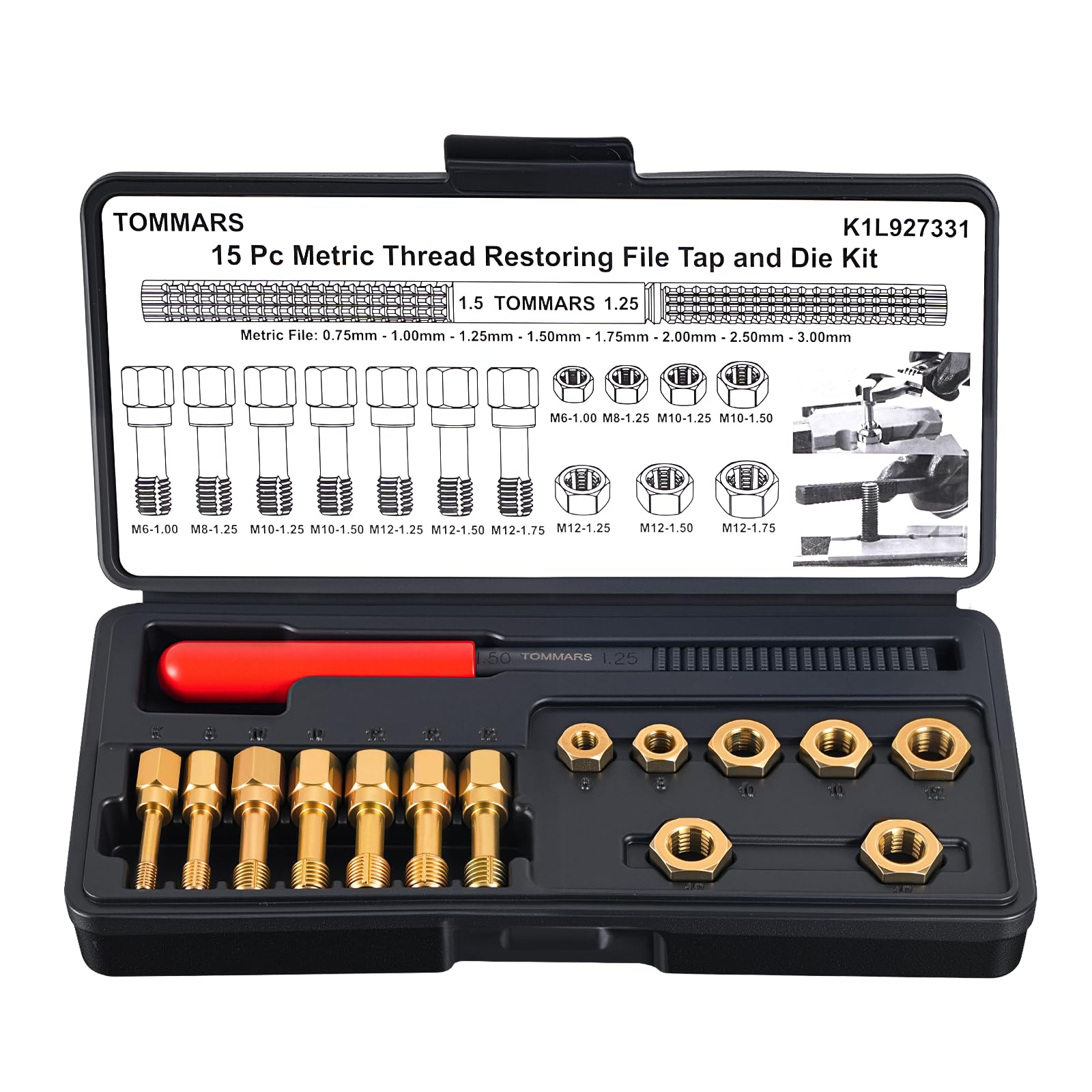 Amazon.com: TOMMARS 15-Piece Metric Thread Chaser Set, M6 M8 M10
