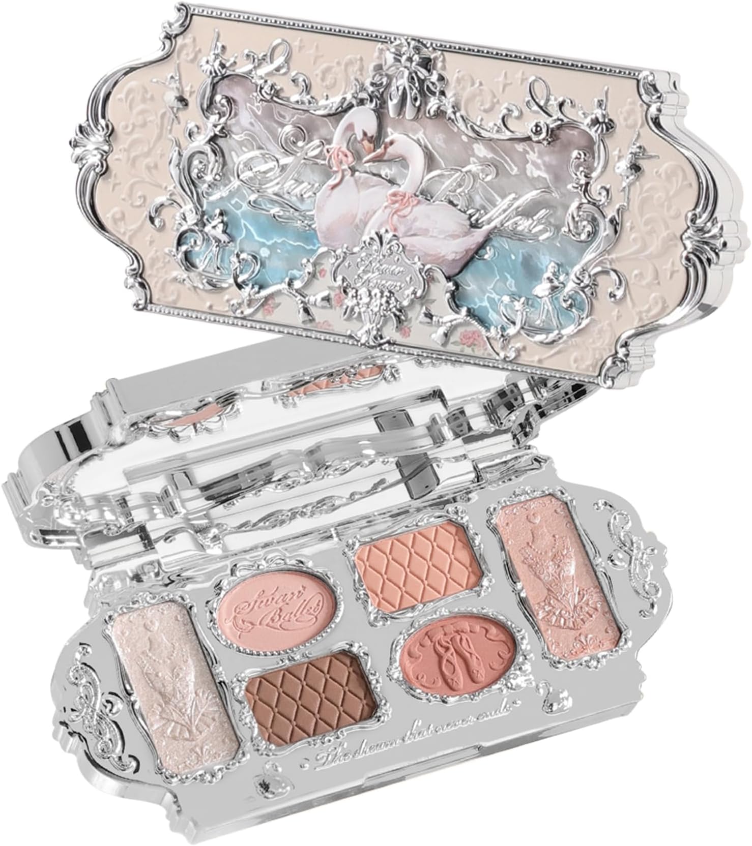 Swan Ballet 6-Color Eyeshadow long-lasting easy to adhere to the eye and glide on evenly Palette Delicate Matte Glow Shimmer Waterproof Beauty Makeup Cosmetics, 6.5g (01 White Swan)