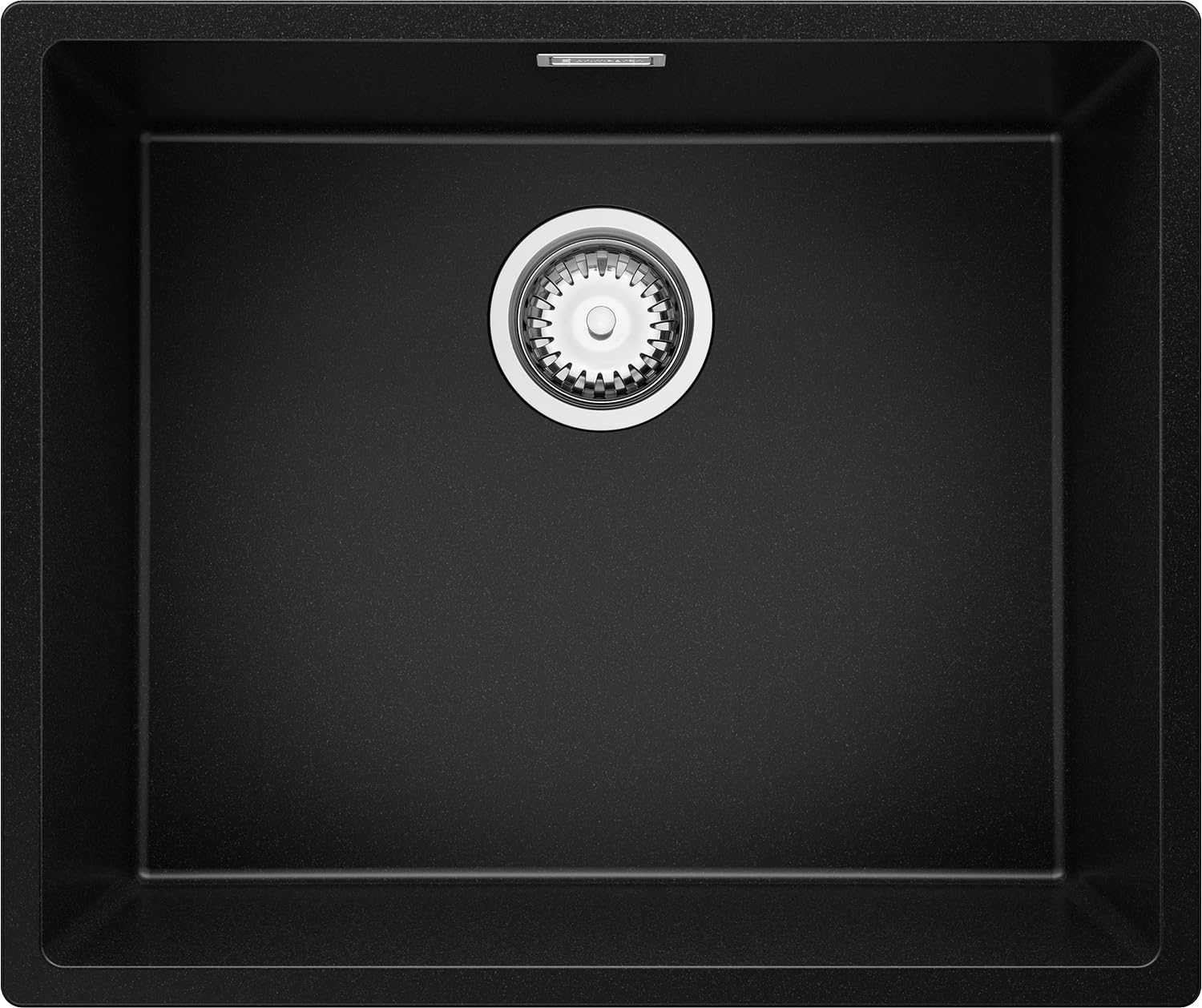 PRIMAGRAN Fregadero bajo Encimera Negro 56x47cm, Cocina 1 Seno + Sifón, Granito al Mueble 60cm - London S297