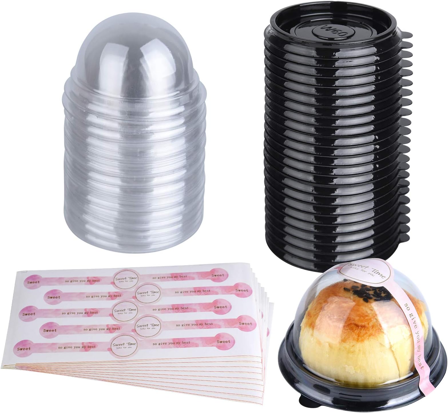 iCHONY Individual Cupcake Holder Clear Plastic Dome