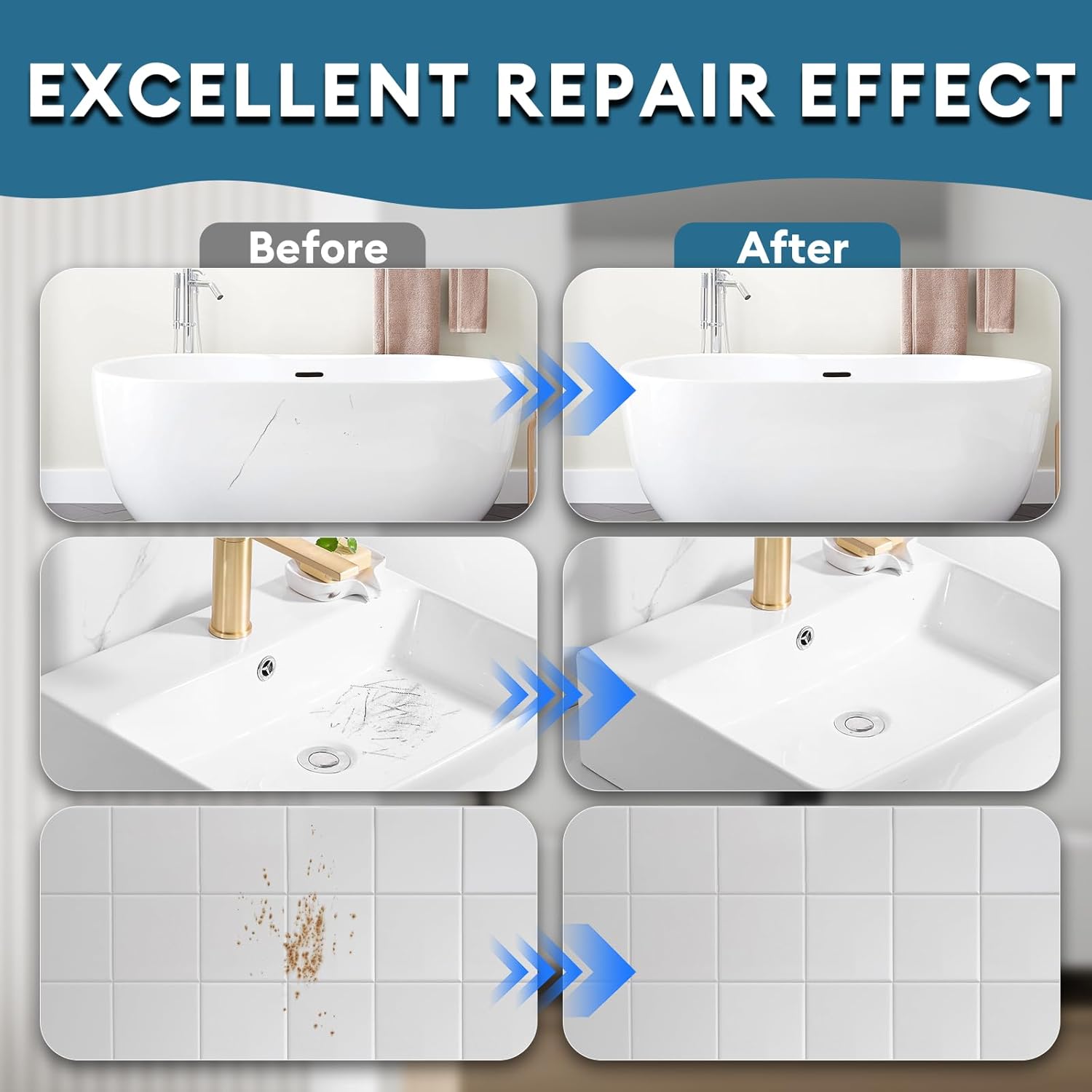 Tub and Tile Paint High-Gloss, Quadence White Touch Up Porcelain Paint Repairs Scratches, Dents, Cracks and Spots on Tile, Porcelain, Acrylic, Enamel, Cast Iron, Bathtub, Sinks and Toilets, 1.23 Fl Oz - Image 2