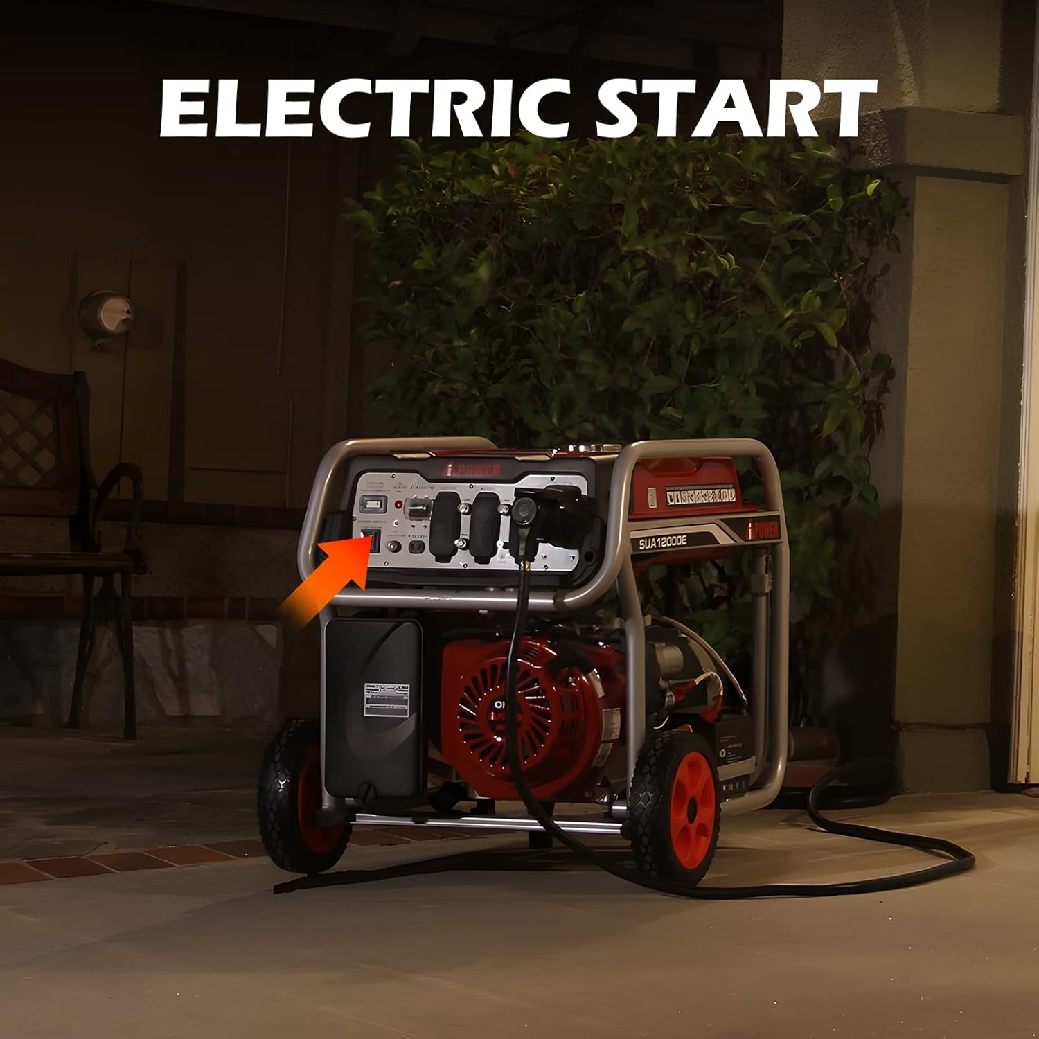 A-iPower SUA12000E Generator with electric start highlighted