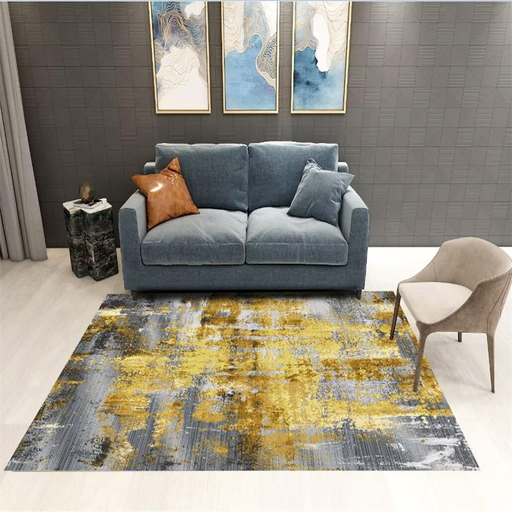 Tapis d'art abstrait gris haute densité, l'élégance textile pour votre salon
