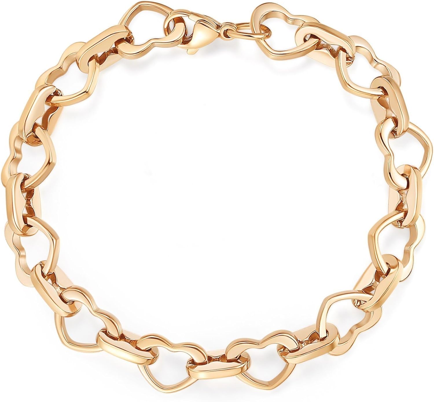 mnmoom Heart Bracelets for Women Stainless Steel with Rose gold, gold plating Heart links bracelets - Image 2