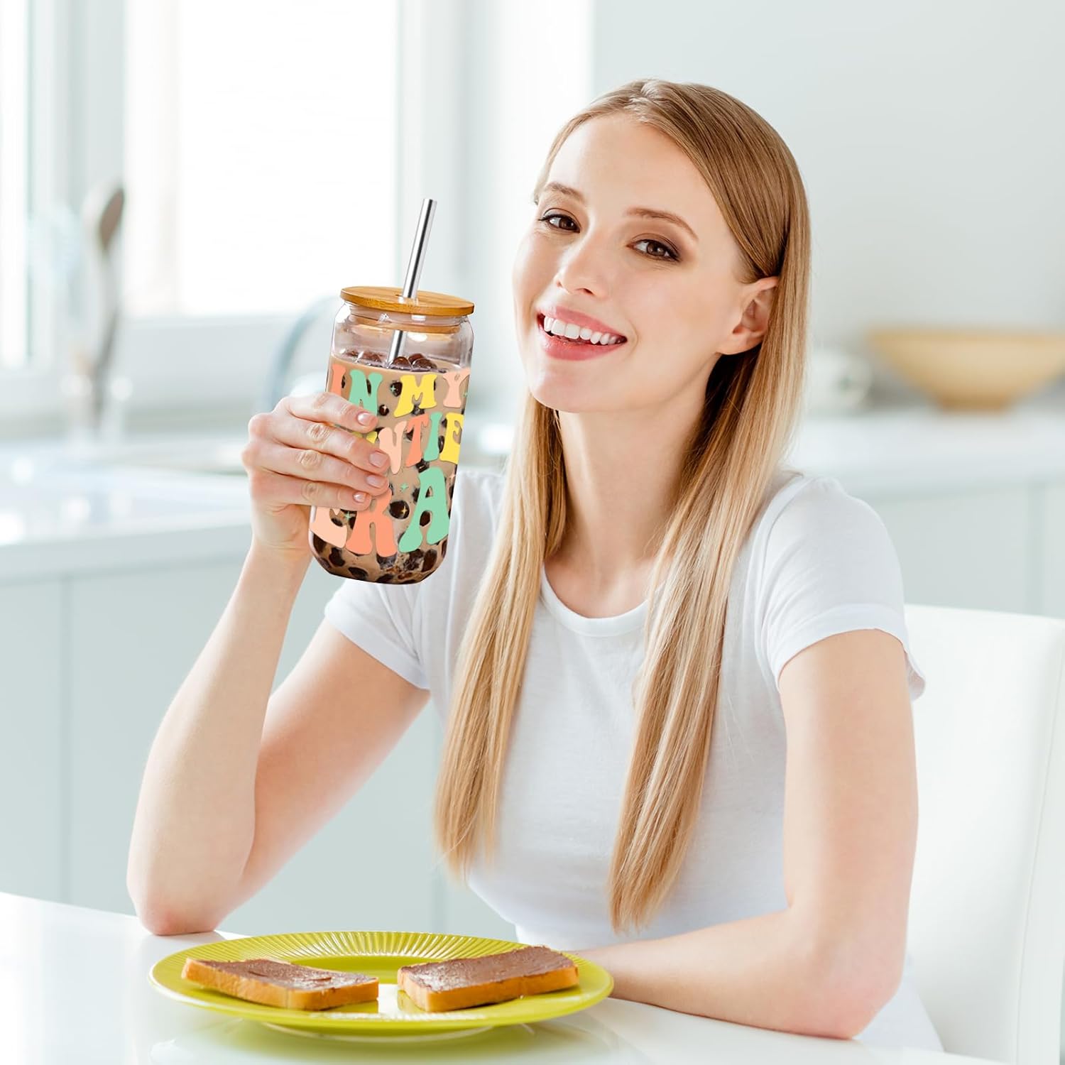 Valentines Day Gifts For Aunt, 16oz Auntie Era Glass Coffee Cup - Gift for Auntie from Niece/Nephew, Birthday, Mother’s Day, Promotion Aunts Announcement, Best Aunt Ever Mug - Image 2