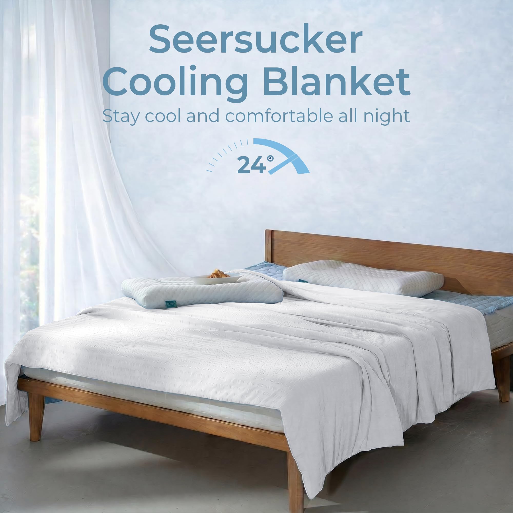 UNIKOME Coperta rinfrescante doppia faccia - Reversibile estate Bubble Sherpa & Ice Silk, leggera e traspirante, anti-calore e sudore, ideale per condizionatori, 220x200 cm, Bianco