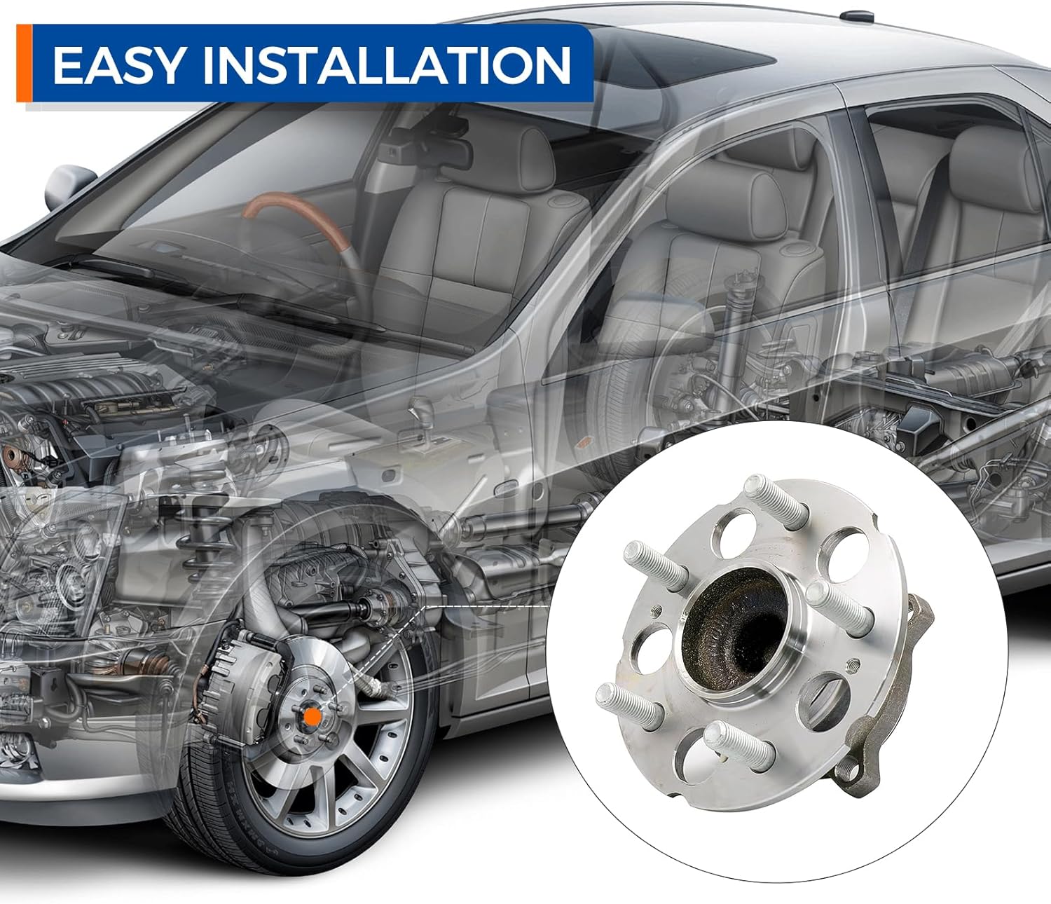 PAROD 2PCS 512344 FWD Only Rear Wheel Hub Bearing Assembly Fit for 2010-2011 Honda Accord Crosstour, 2007-2011 CR-V, 2012-2015 Crosstour,5Lugs