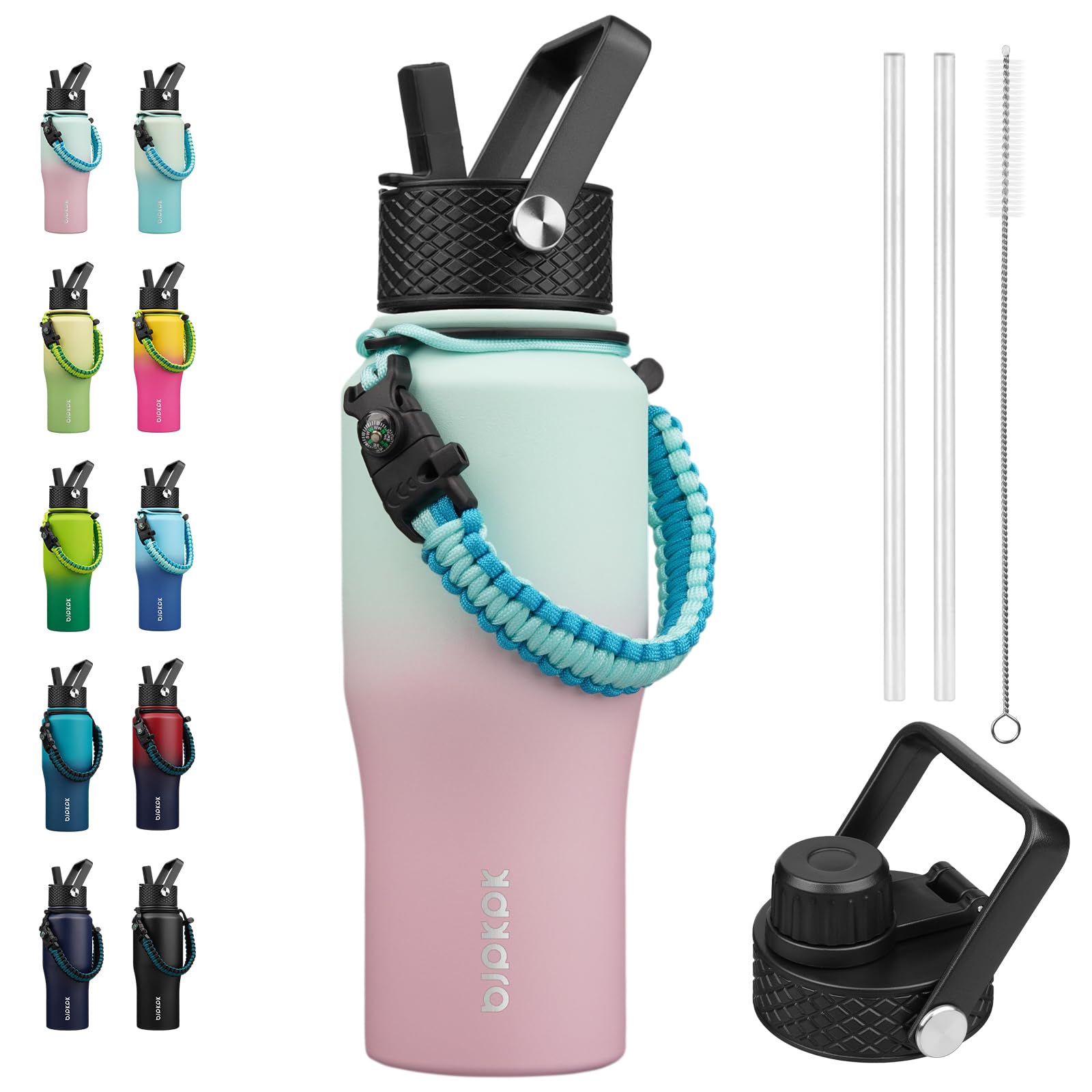 BJPKPK 23oz Insulated Water Bottle with Straw Lid, Stainless Steel Bottle