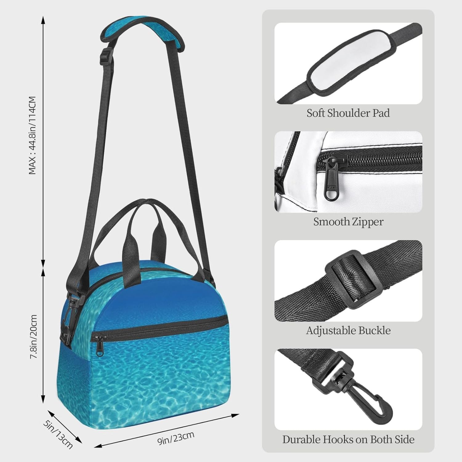 Tranquil Underwater Scenery Print Reusable Lunch Bag Insulated Lunch Boxes for Office Work Picnic Tote Bag Adjustable