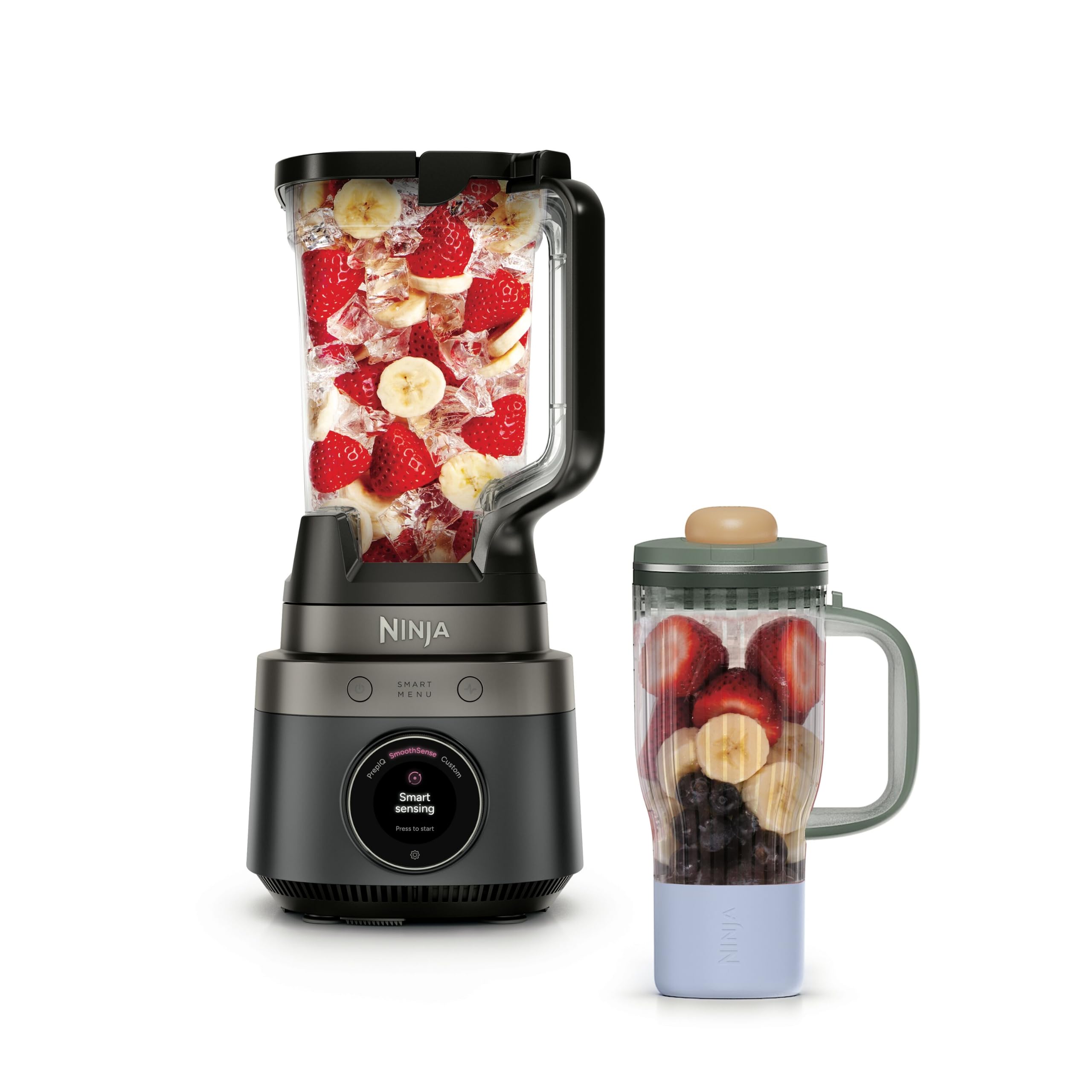 Ninja CrushBOSS 2-in-1 Blender & Personal Blender System, 1200 Watts, SmoothSense, 3 Smart Presets, XL 2.1L Jug, BlendBOSS 710ml Travel Tumbler, Crushes Ice, Onyx LB301UKBK