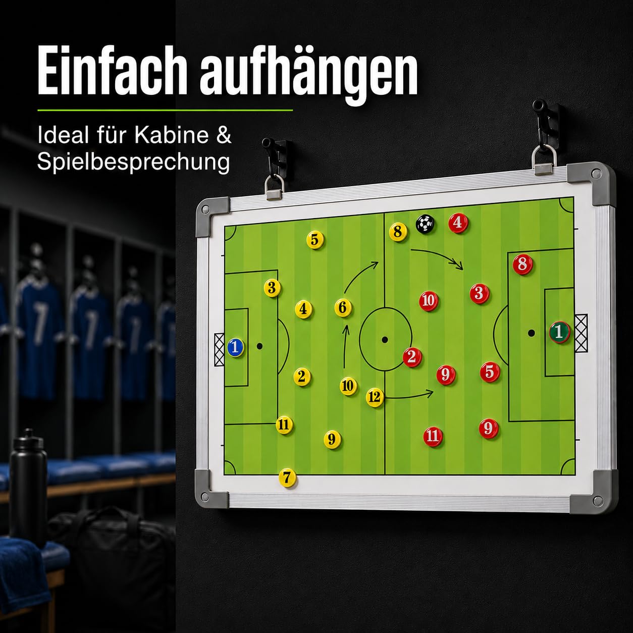 Profi Taktiktafel mit Tragetasche und Trillerpfeife - Verbessern Sie Ihre Spieler - Zusätzlich mit Zonenfeld für perfektes Stellungsspiel