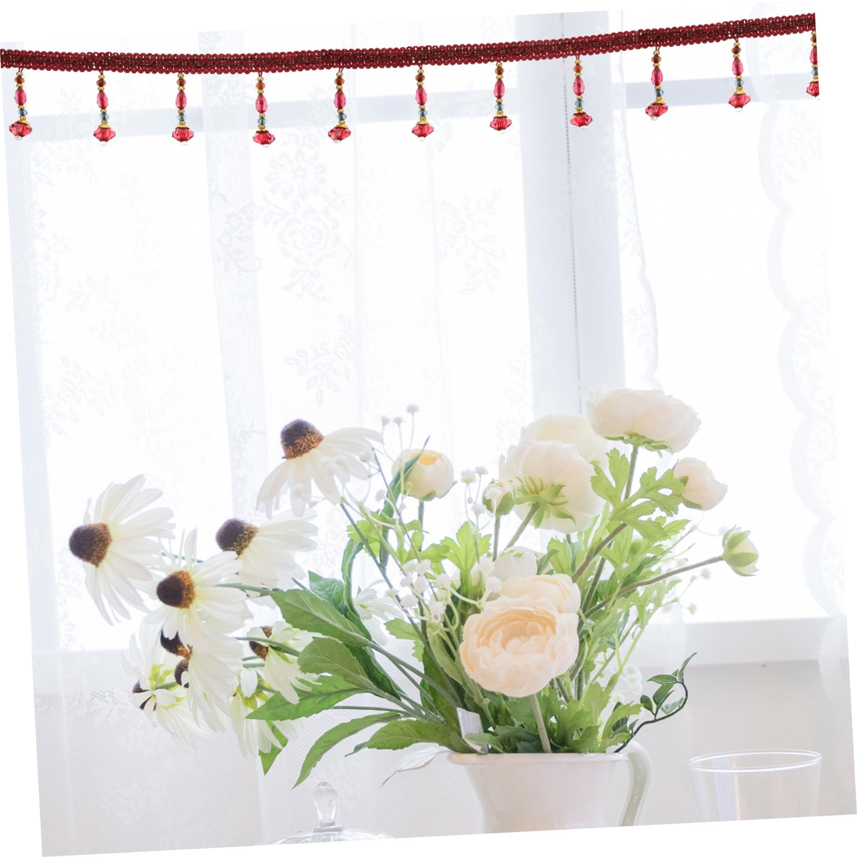 OSALADI Frange à Perles pour Rideaux Accessoire Décoratif pour Rideaux DIY Mètres