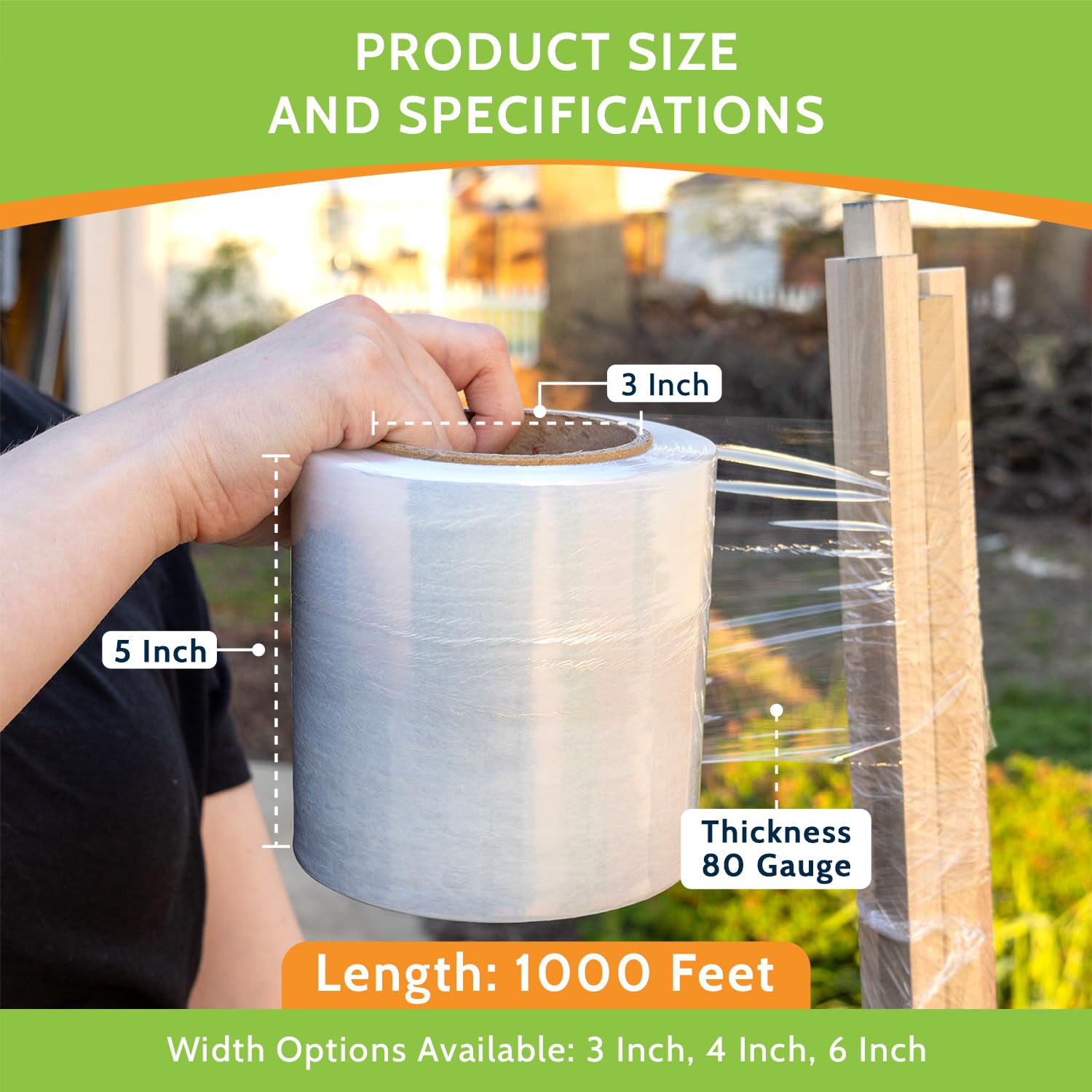 Fonte étroite Bande stretch Wrap Film adhésif 12,7 cm X 1000 Pieds X 80 Calibre 12 rouleaux