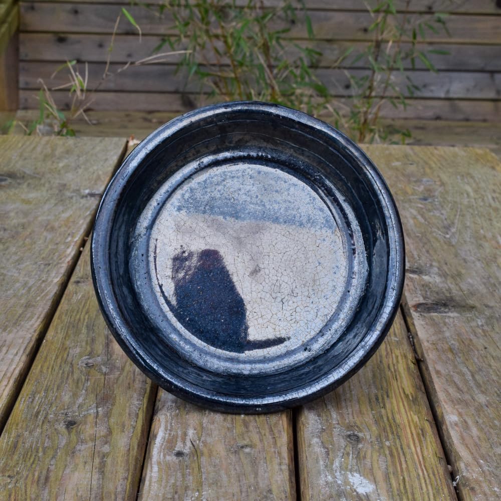 Bedwen Black Frost Proof Ceramic Saucers For Garden Planters Pots (, Small)