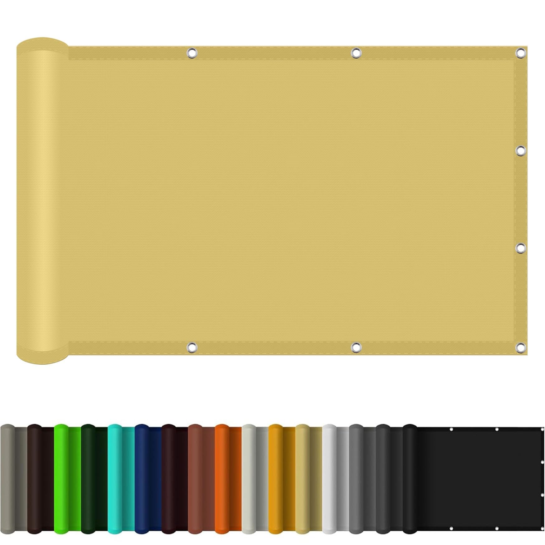 Voile d'ombrage camping et balcon rectangulaire jaune sable 1x5 m