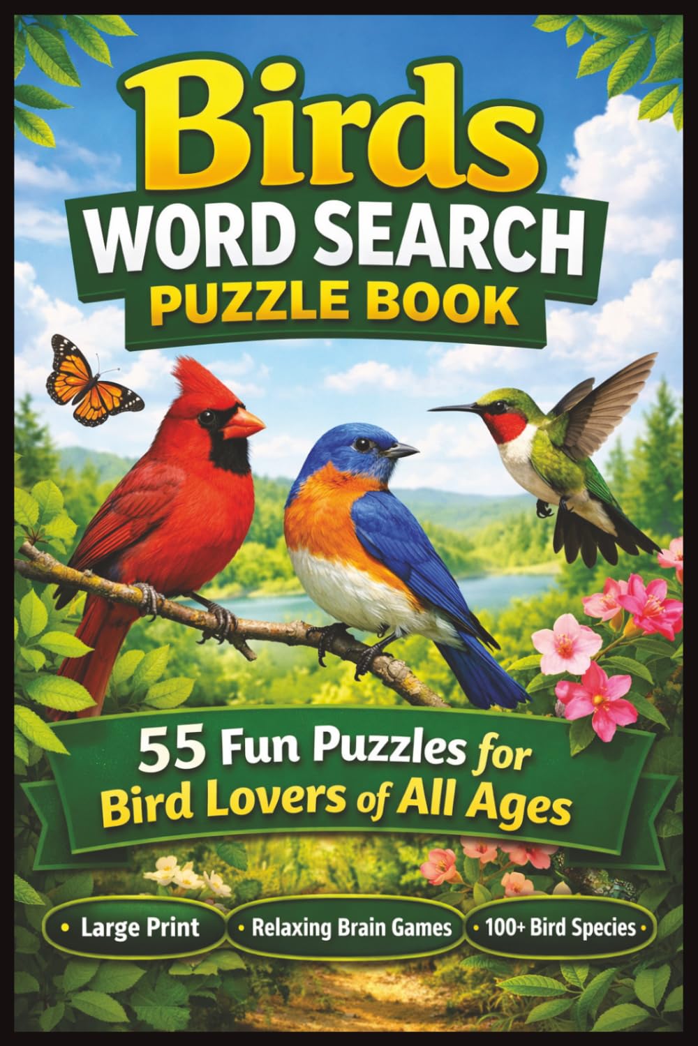Birds Word Search Puzzle Book: 55 Fun Puzzles for Bird Lovers, Adults & Seniors | Large Print Relaxing Brain Games