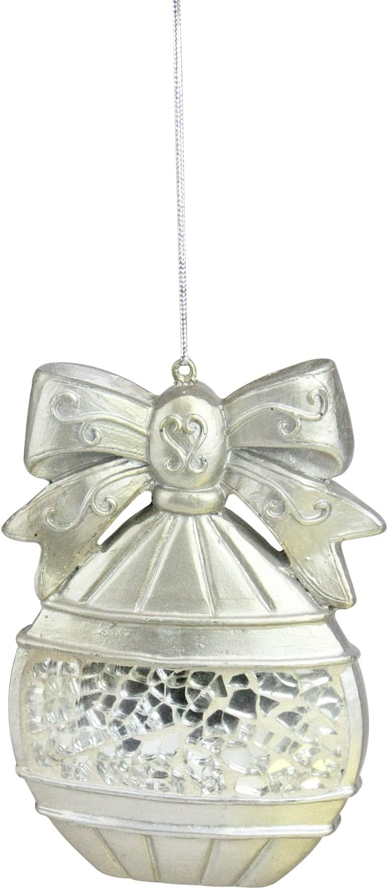 4" Silver Mosaic Disk Hanging Christmas Ornament